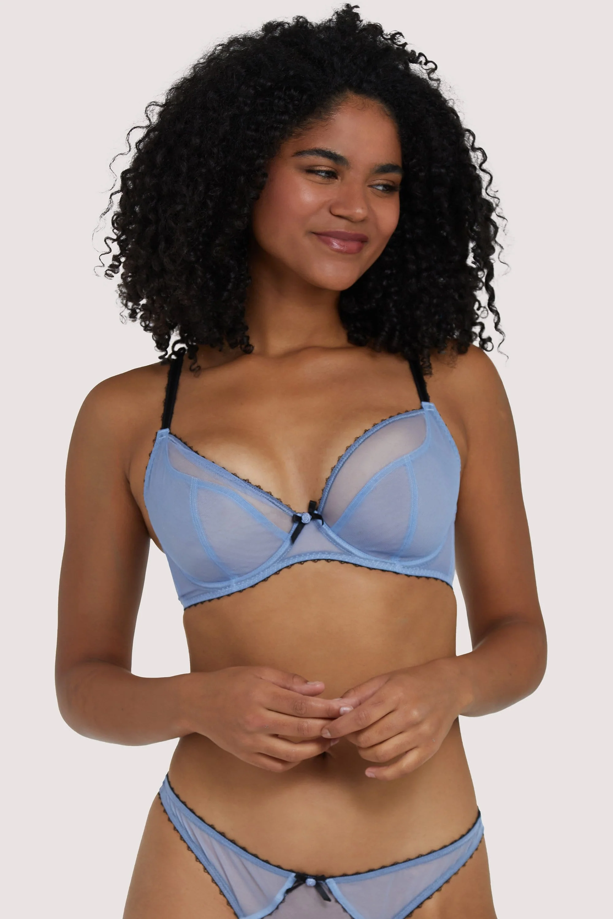 Grace Lavender Mesh Plunge Bra - Image 9