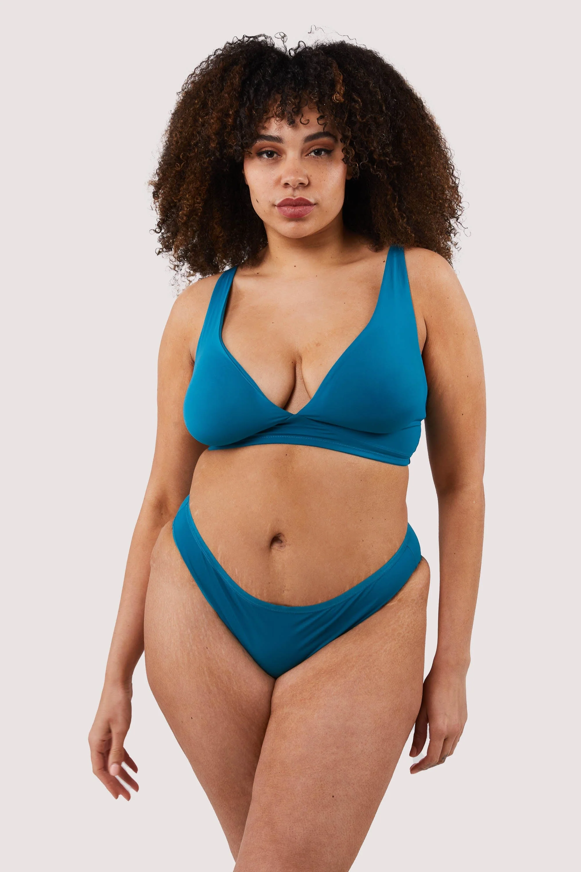 Second Skin Teal Recycled Triangle Bra - Image 3