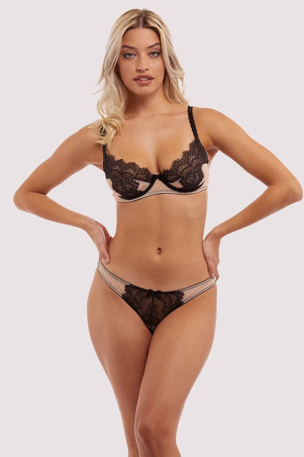 Rosalyn black and Blush Lace Thong - Image 3