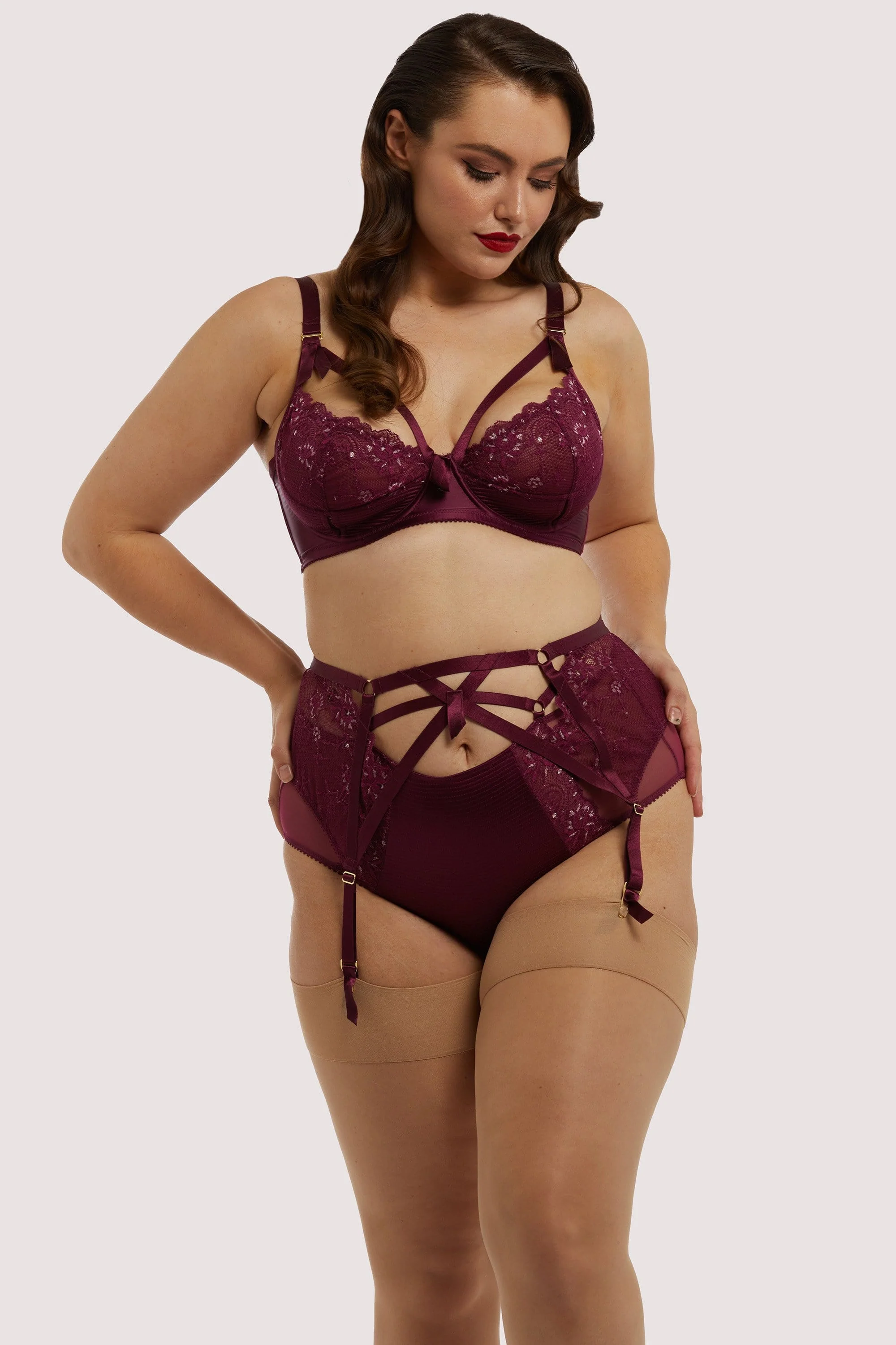 Madame X Dark Cherry High Waist Curve Suspender - Image 4
