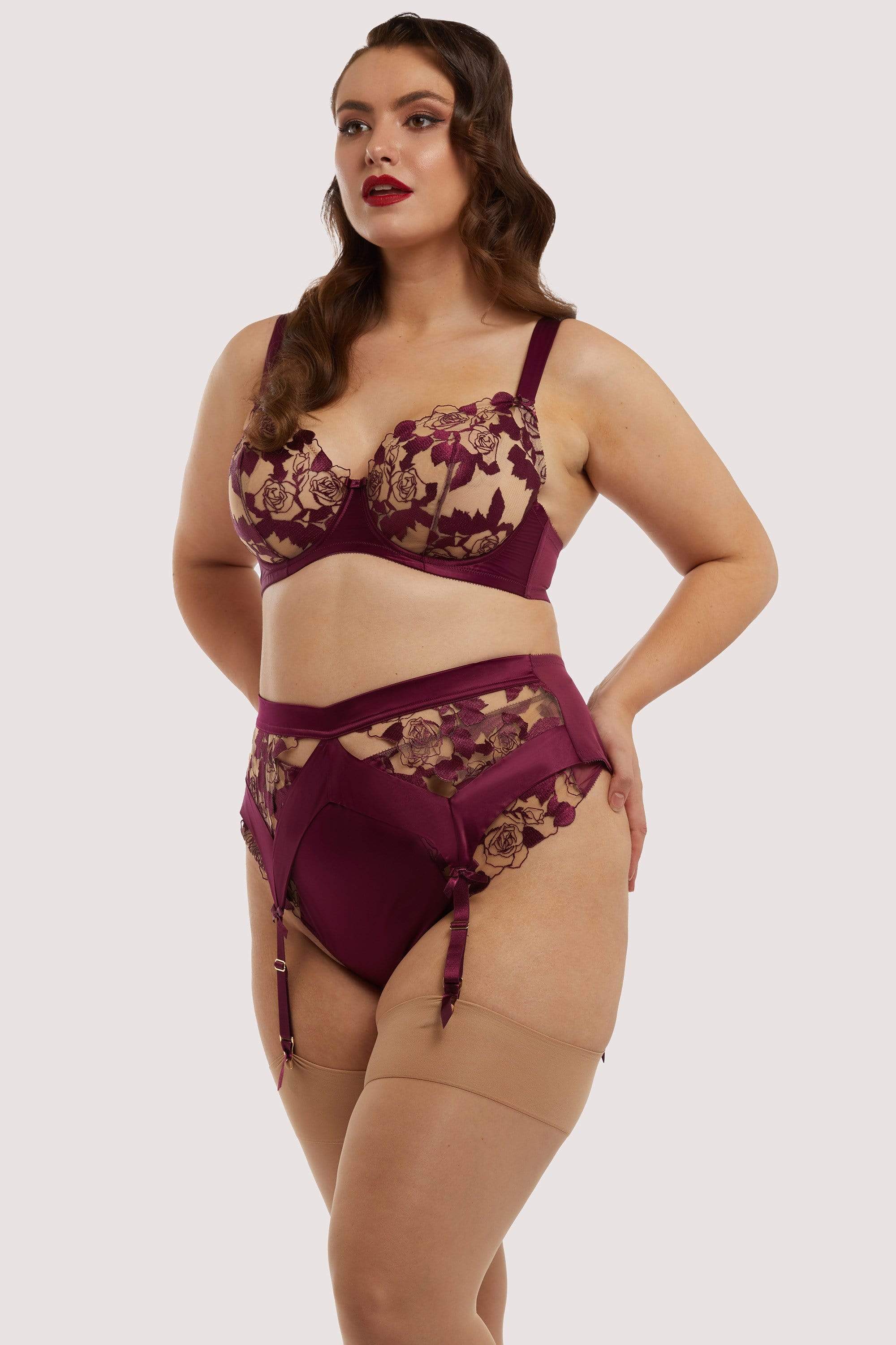 Rosabelle Dark Cherry Curve Suspender Belt - Image 4