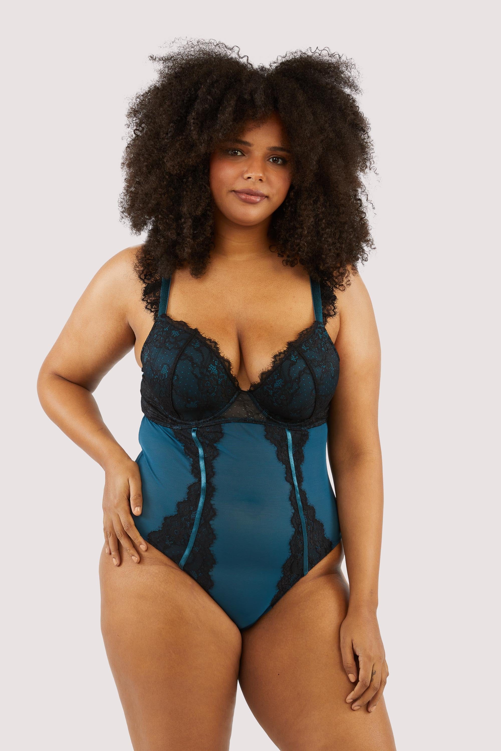 Persephone Teal and Black Wired Lace Body - Image 5
