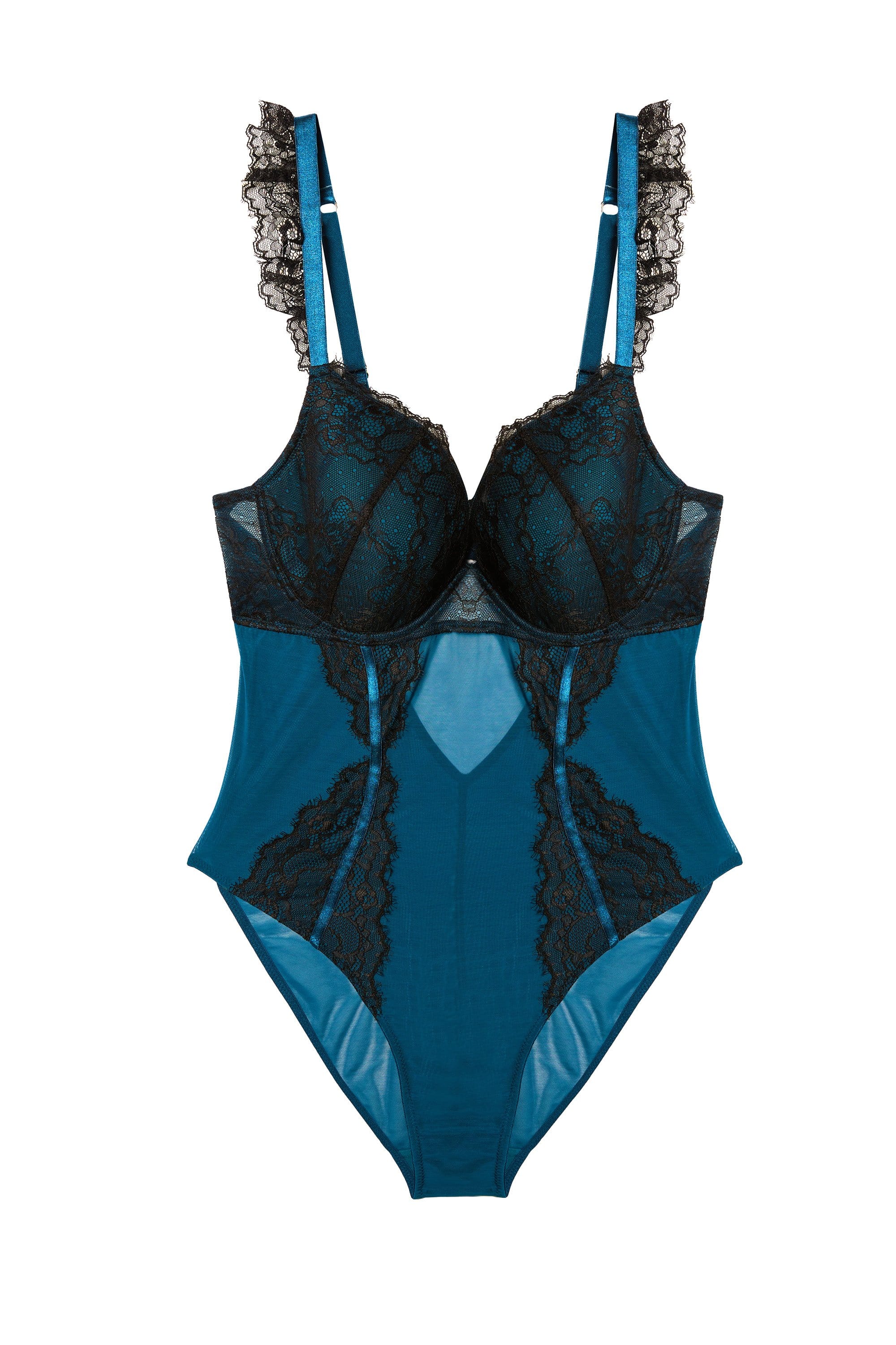 Persephone Teal and Black Wired Lace Body - Image 6