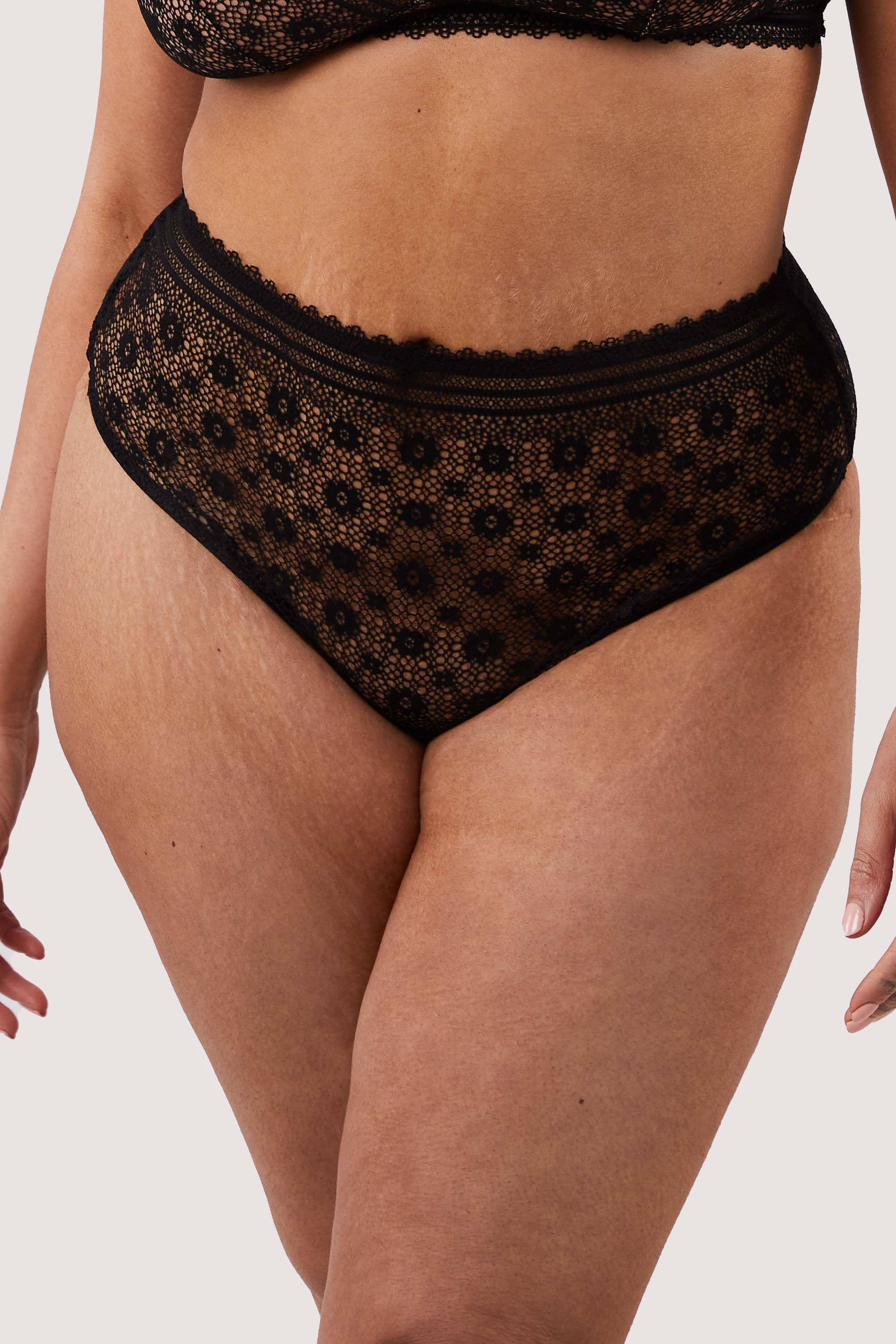 Maia Black High Waisted Lace Thong - Image 3