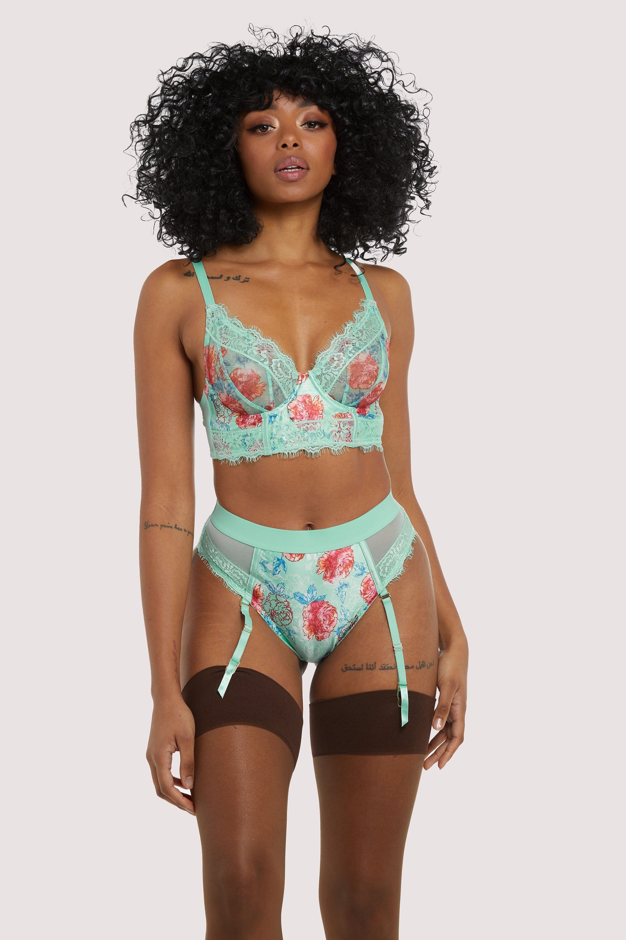 Sabey Mint Floral Longline Bra - Image 2