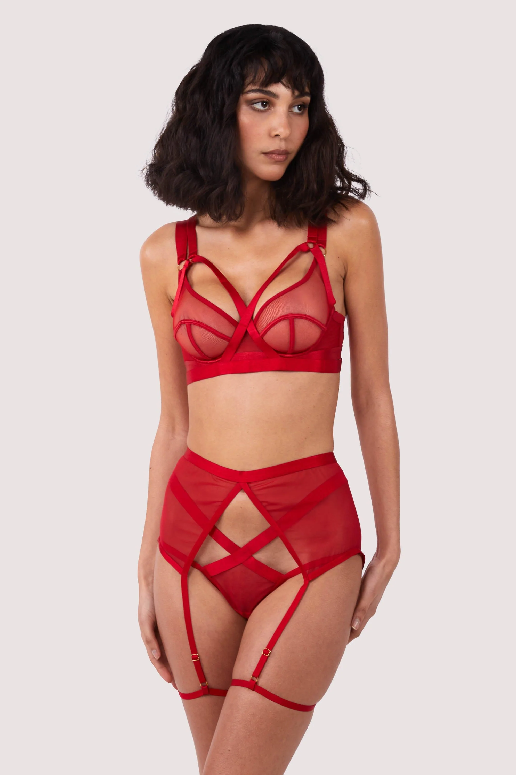 Mercury Red Mesh Harness Suspender - Image 7