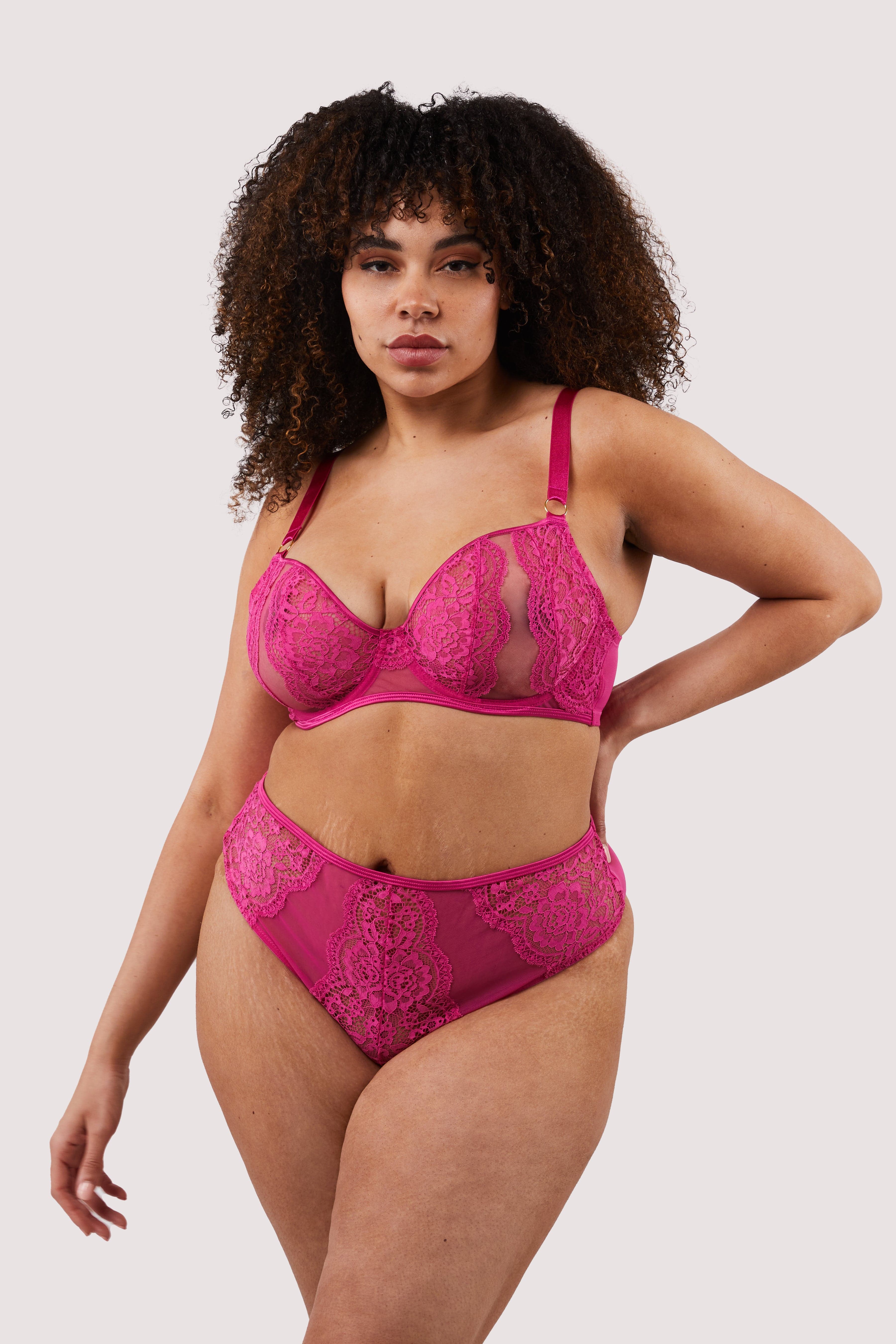 Ophelia Pink Cut Out Lace High Waist Brief - Image 7
