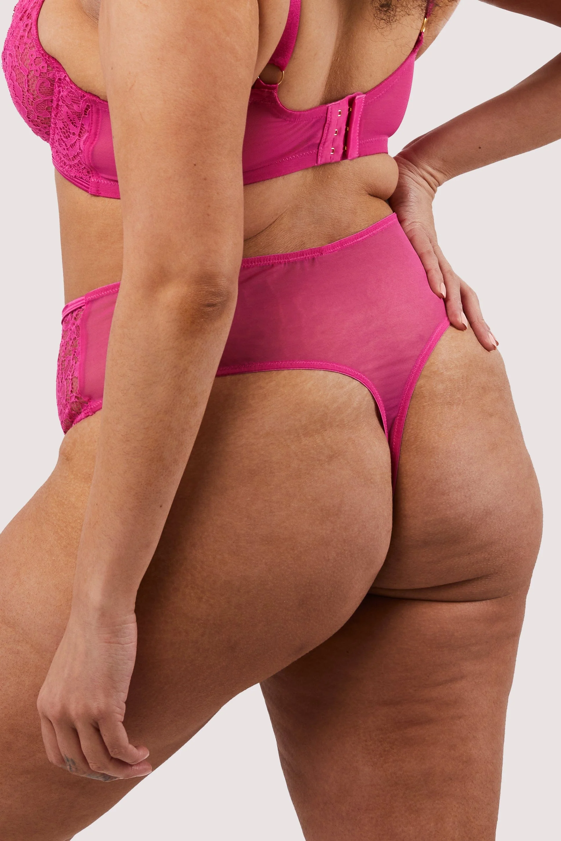 Ophelia Pink Cut Out Lace High Waist Brief - Image 8
