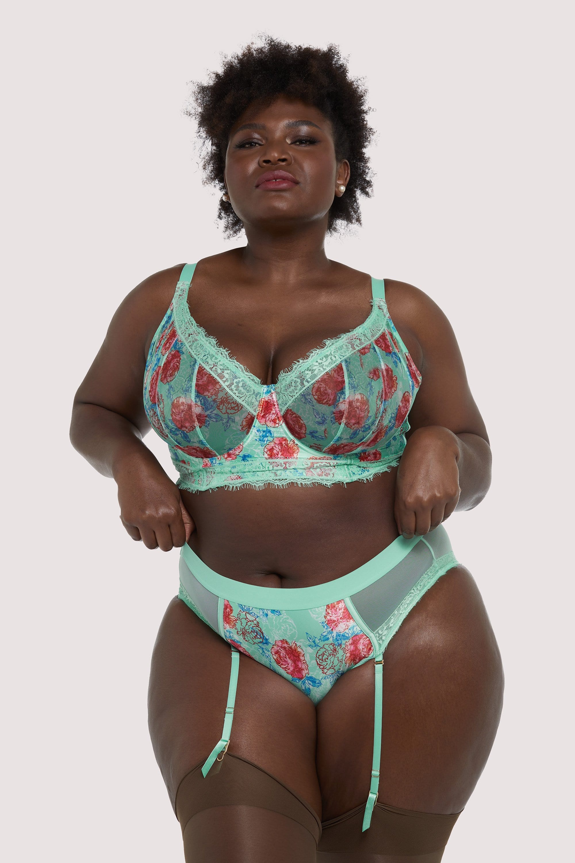 Felicity Hayward Sabey Mint Floral Longline Curve Bra - Image 2