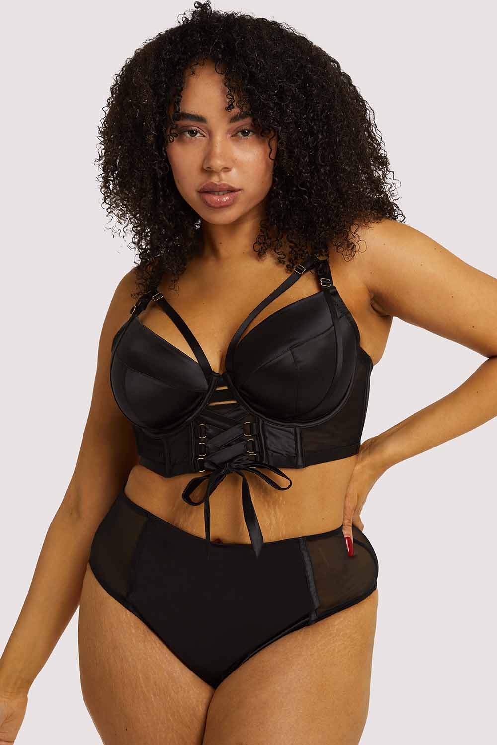 Aysha Black Lace Up Bra - Image 2