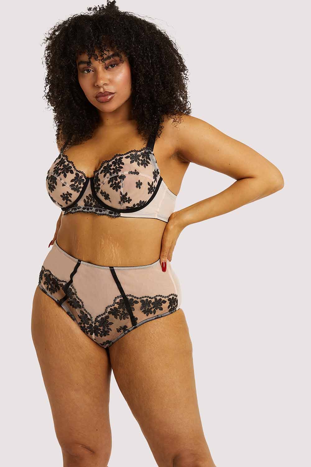 Evie Black & Peach Balcony Bra - Image 2