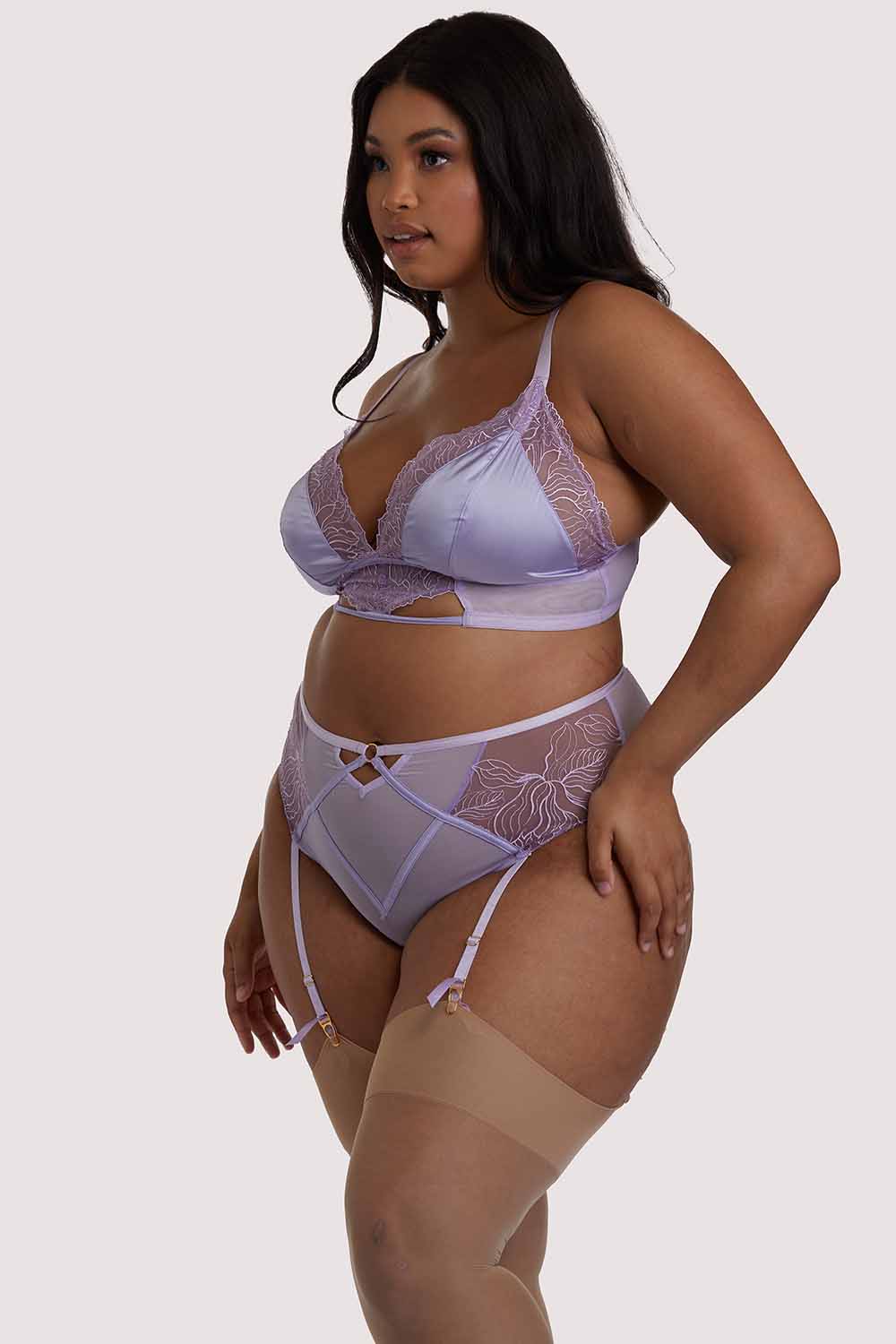 Mila Lilac Lace Triangle Bra - Image 3