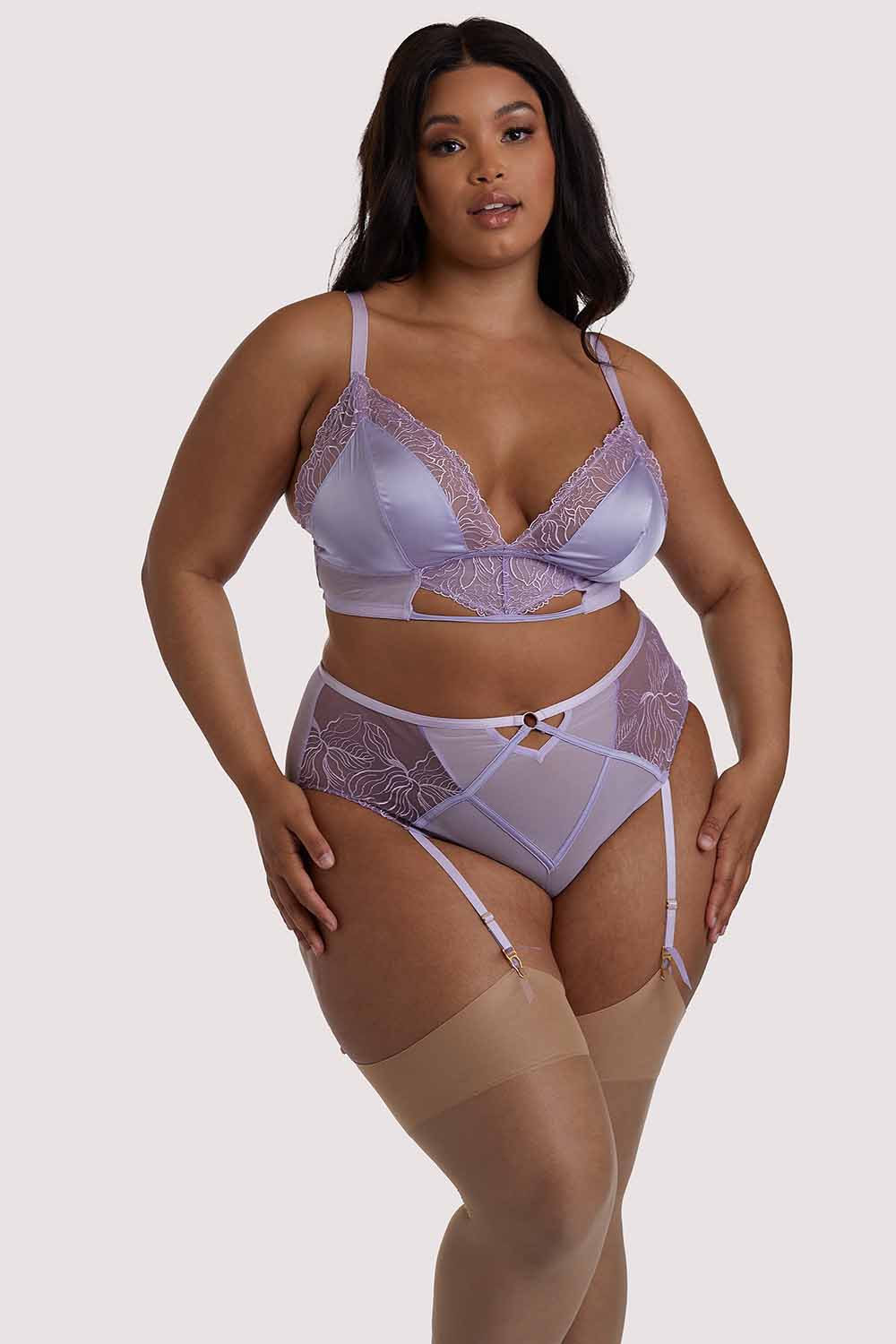 Mila Lilac Lace Triangle Bra - Image 4