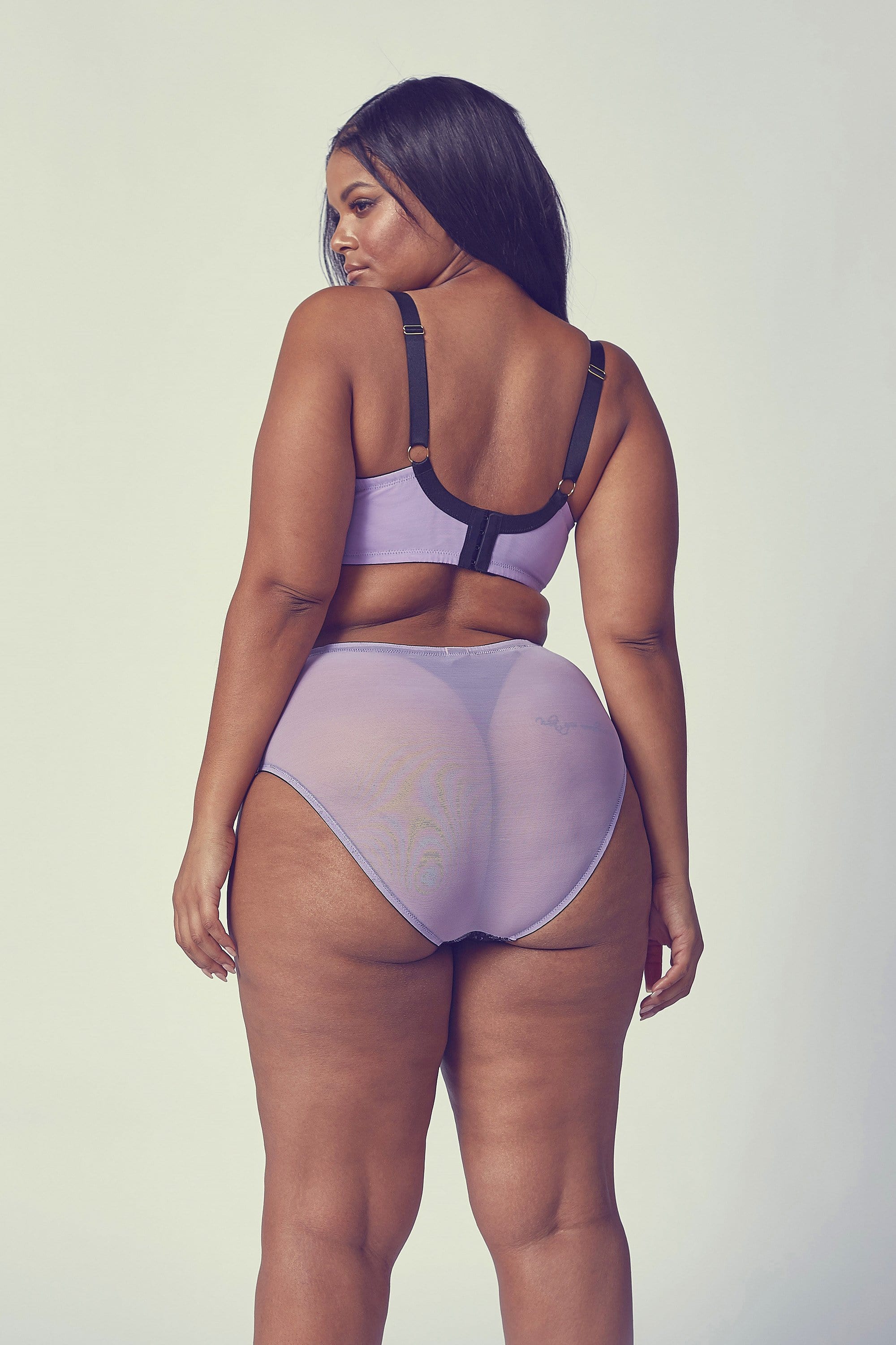 Myra Lilac Contrast Lace High Waist Brief - Image 2