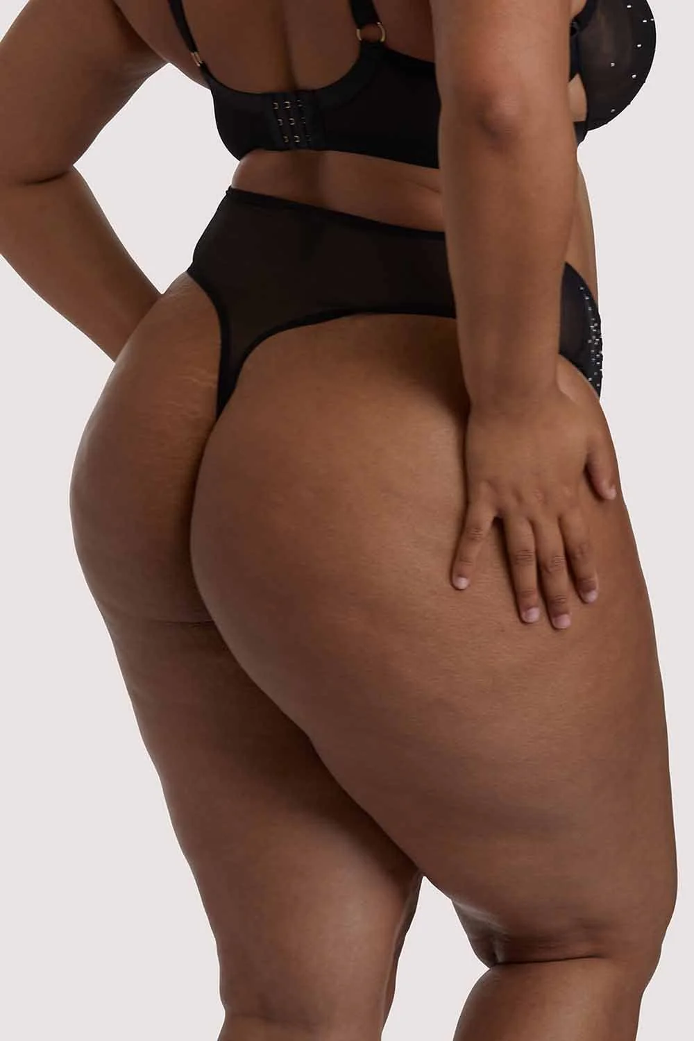Lydia black Diamante Highwaist Thong - Image 2
