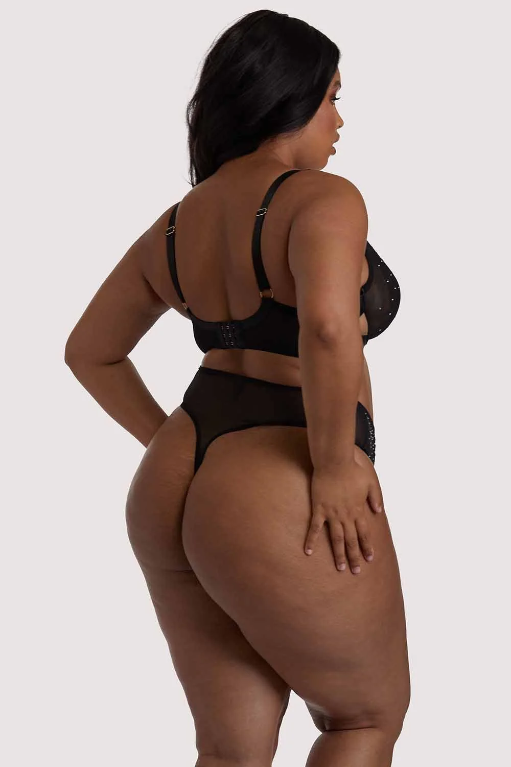 Lydia black Diamante Highwaist Thong - Image 5