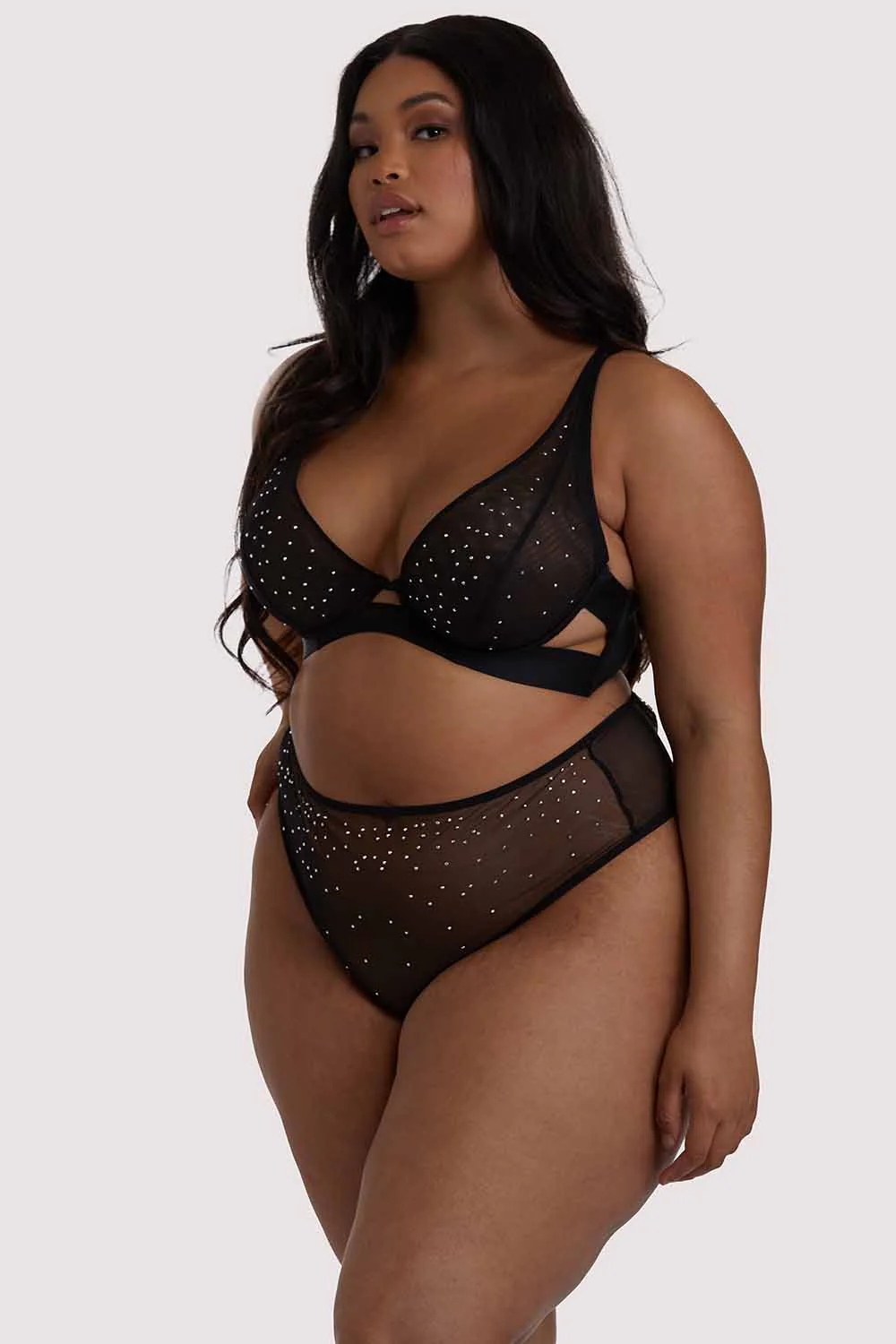 Lydia black Diamante Highwaist Thong - Image 6