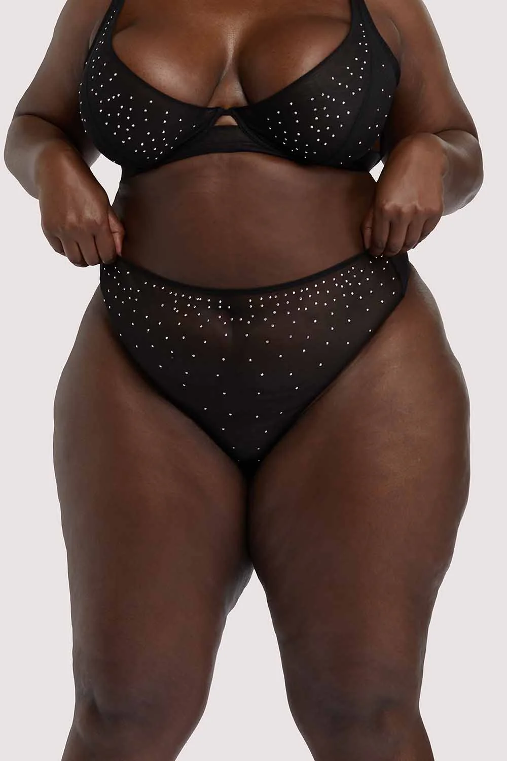 Lydia black Diamante Highwaist Thong - Image 7
