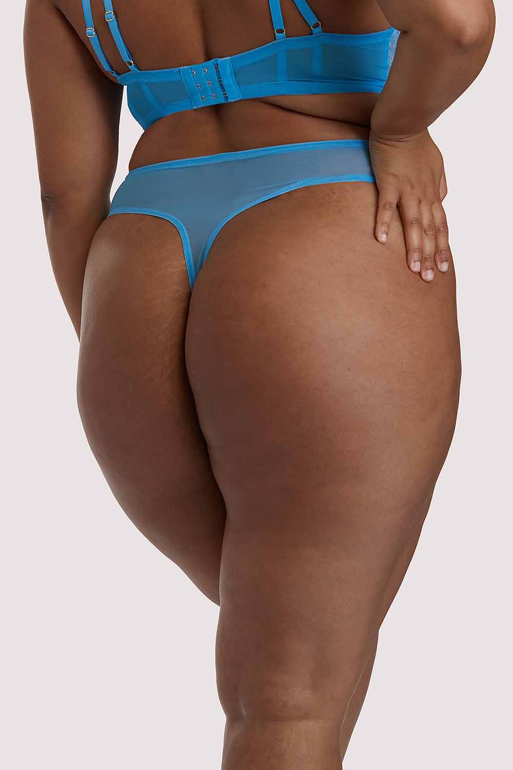 Peyton Blue Embroidery High Waist Thong - Image 2