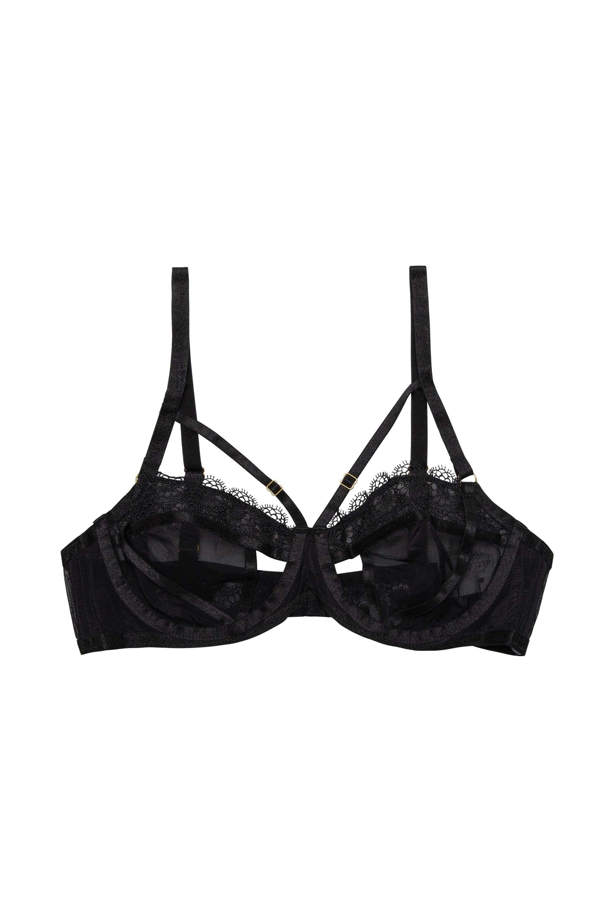 Daisy Black Embroidery Cut Out Bra - Image 2