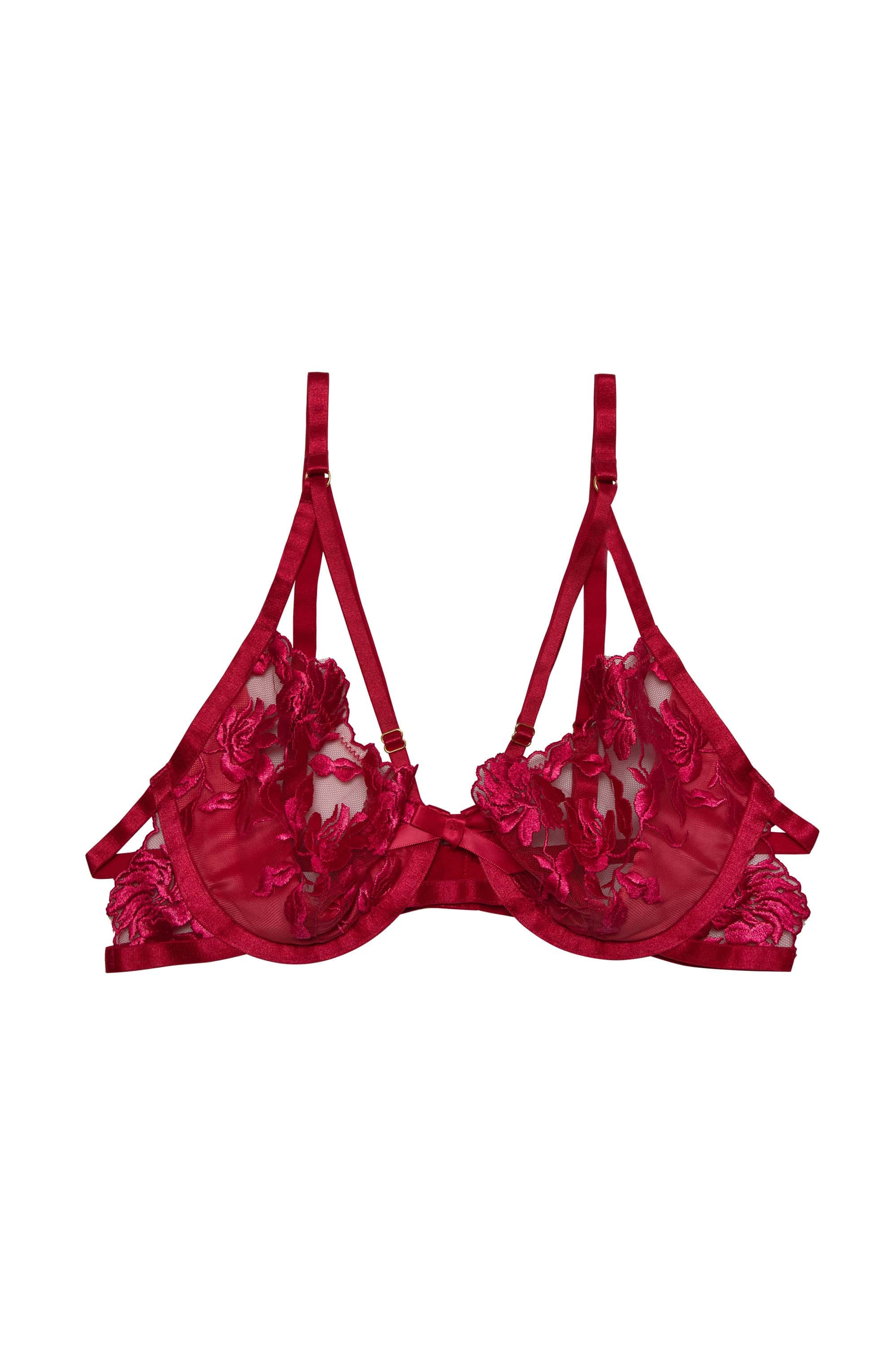 Mia Hot Pink Embroidered Satin & Mesh Bra - Image 2