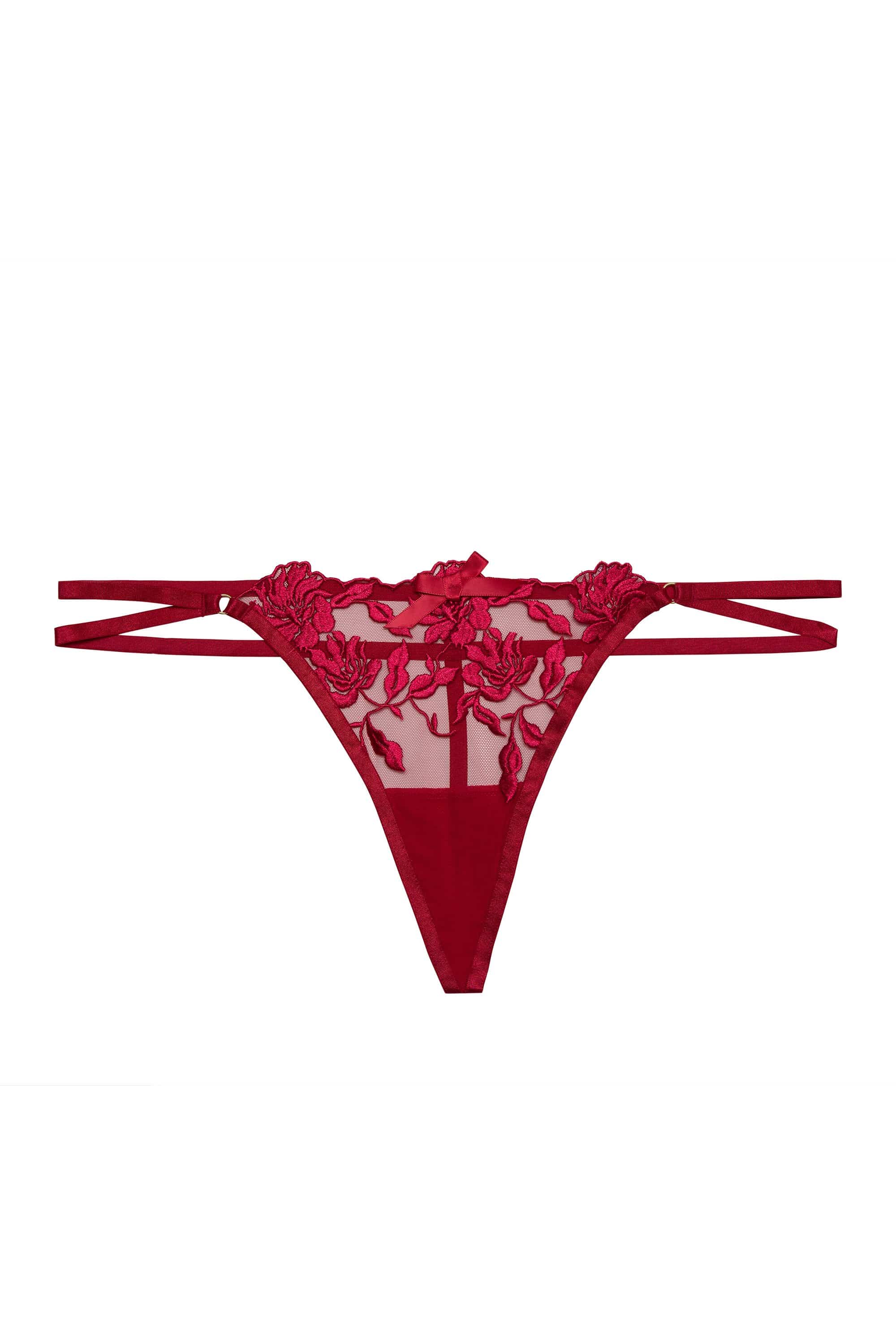 Hustler Mia Hot Pink Embroidered Strappy Thong - Image 3