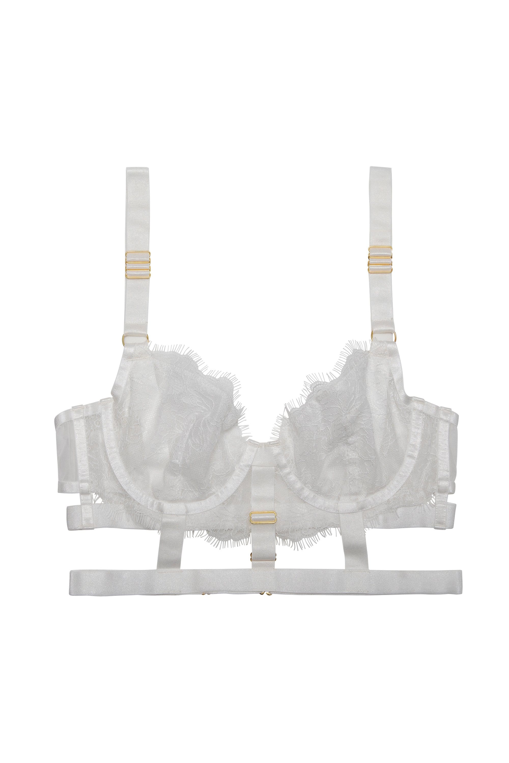 Pamela White Lace Cage Bra With Hardware Detail - Image 2