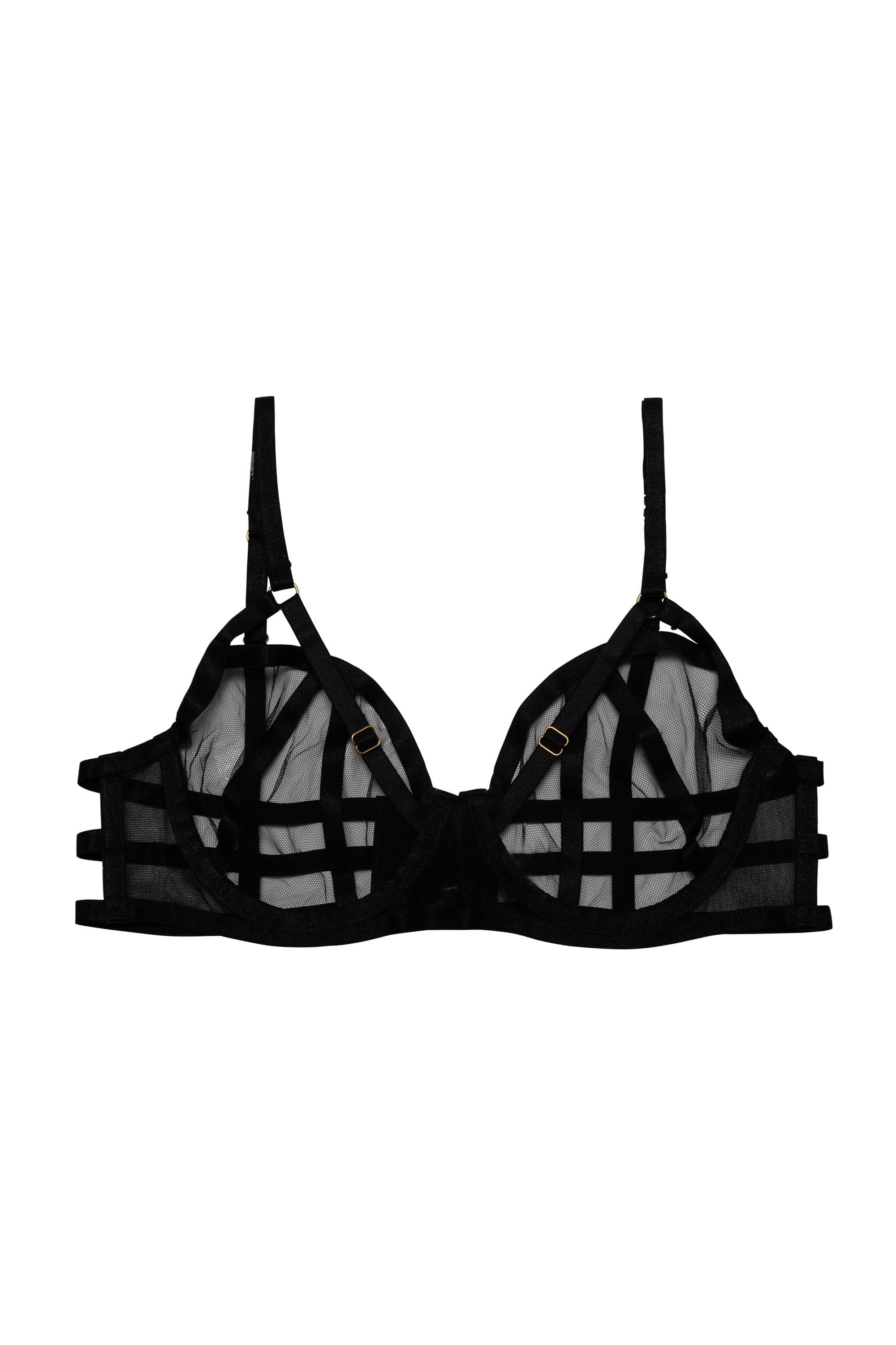 Hustler Arielle Black Mesh Bra With Open Strap Back - Image 2