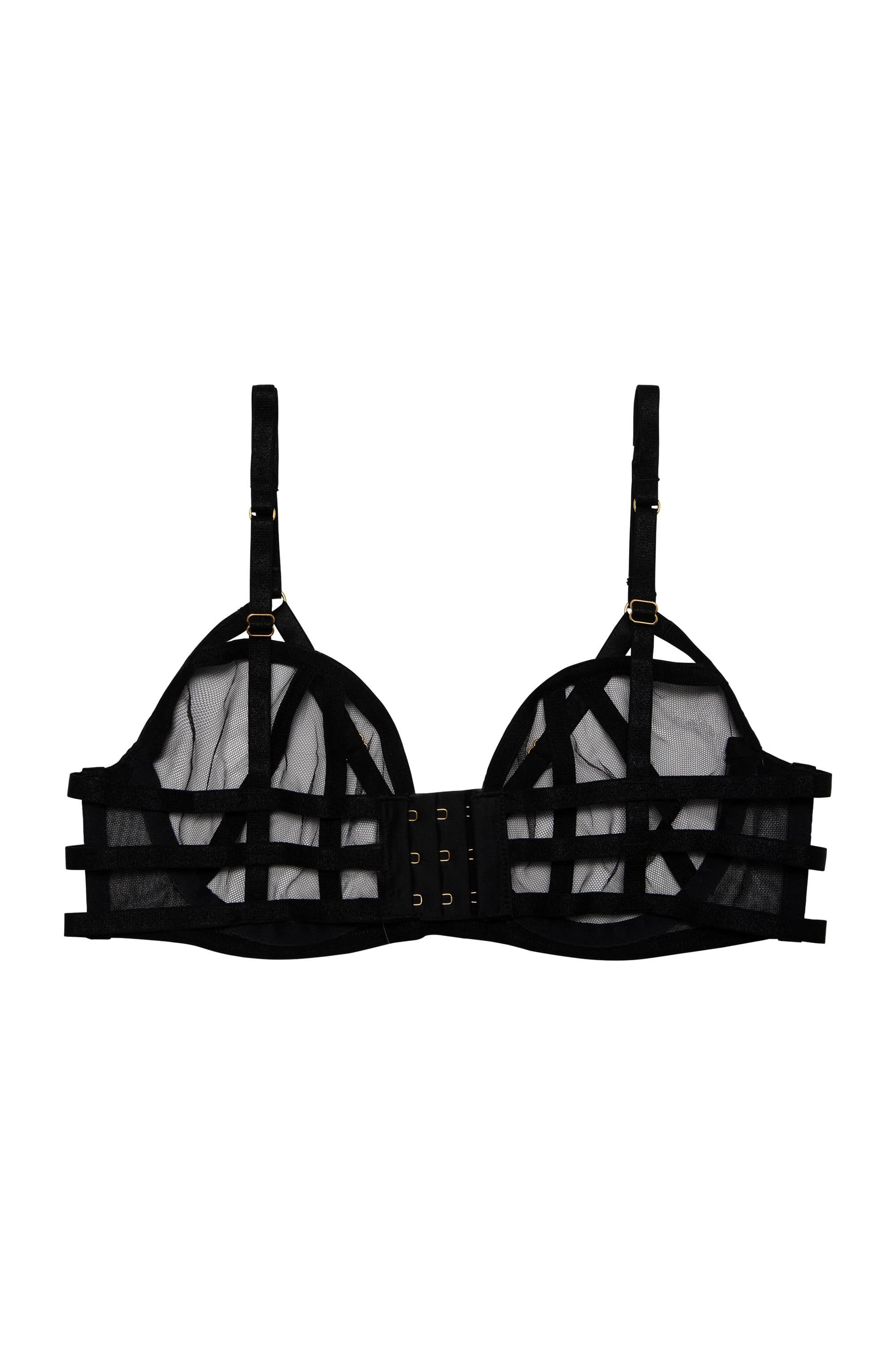 Hustler Arielle Black Mesh Bra With Open Strap Back - Image 3