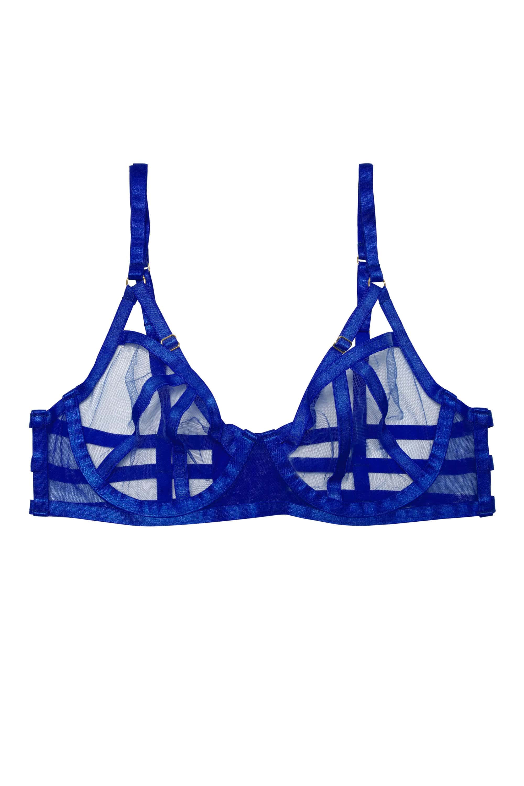 Hustler Arielle Blue Mesh Bra with Open Strap Back - Image 2