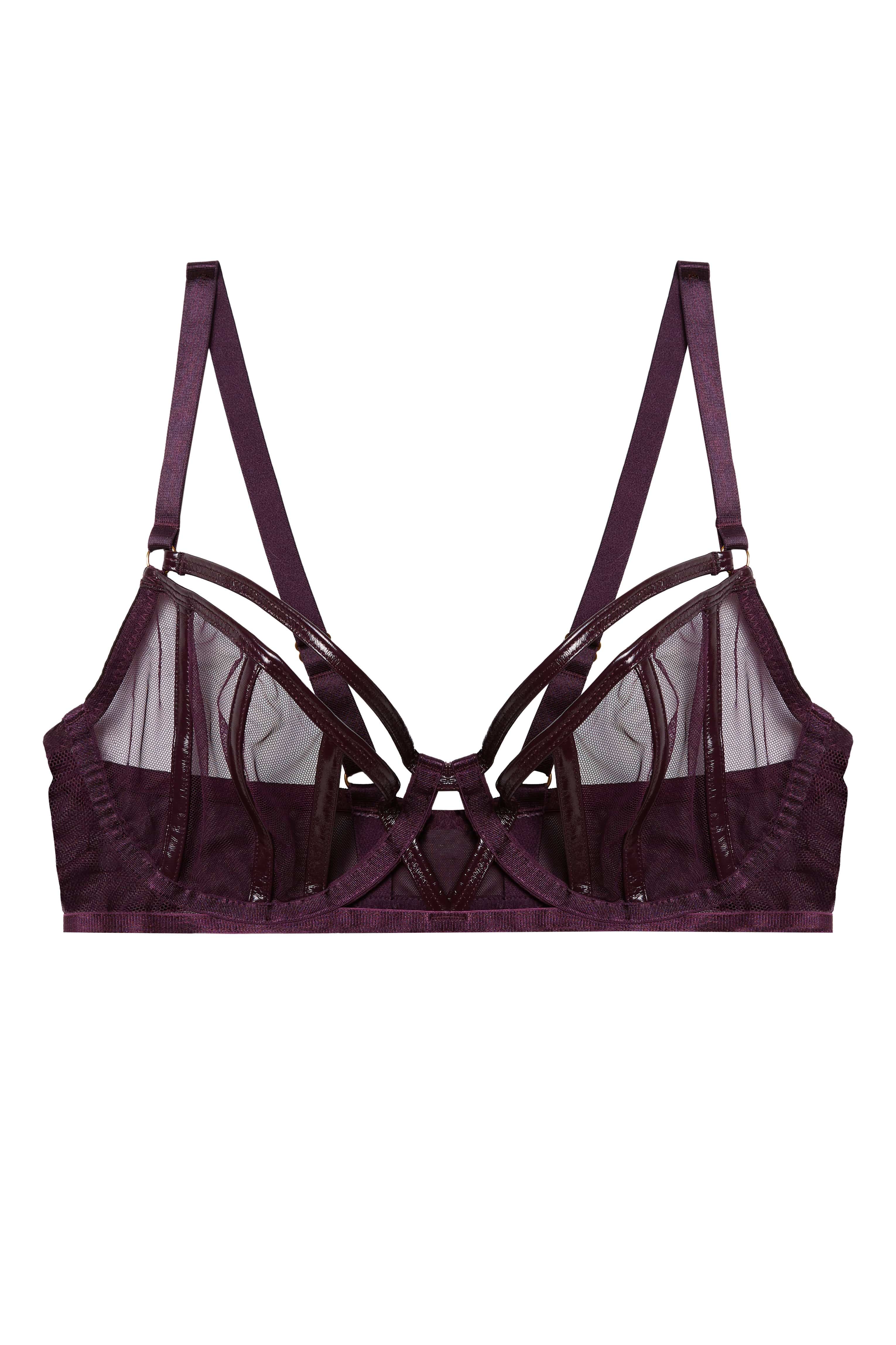 Kelly Wine PVC Panelled Bra - Image 6
