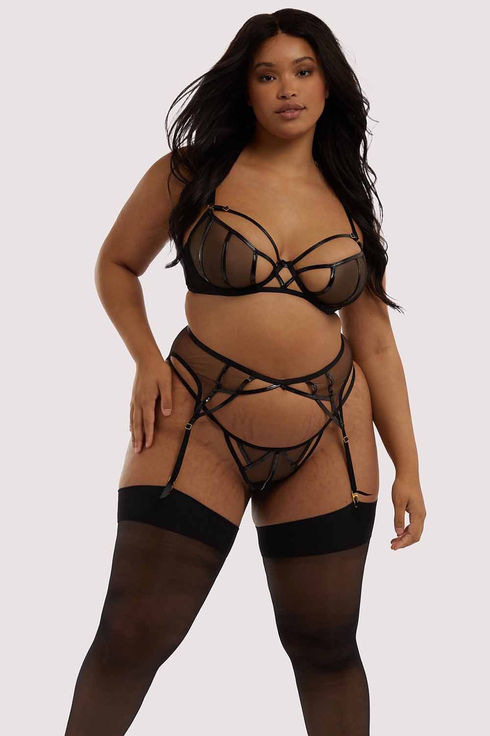 Kelly Black PVC Cut Out Suspender - Image 6