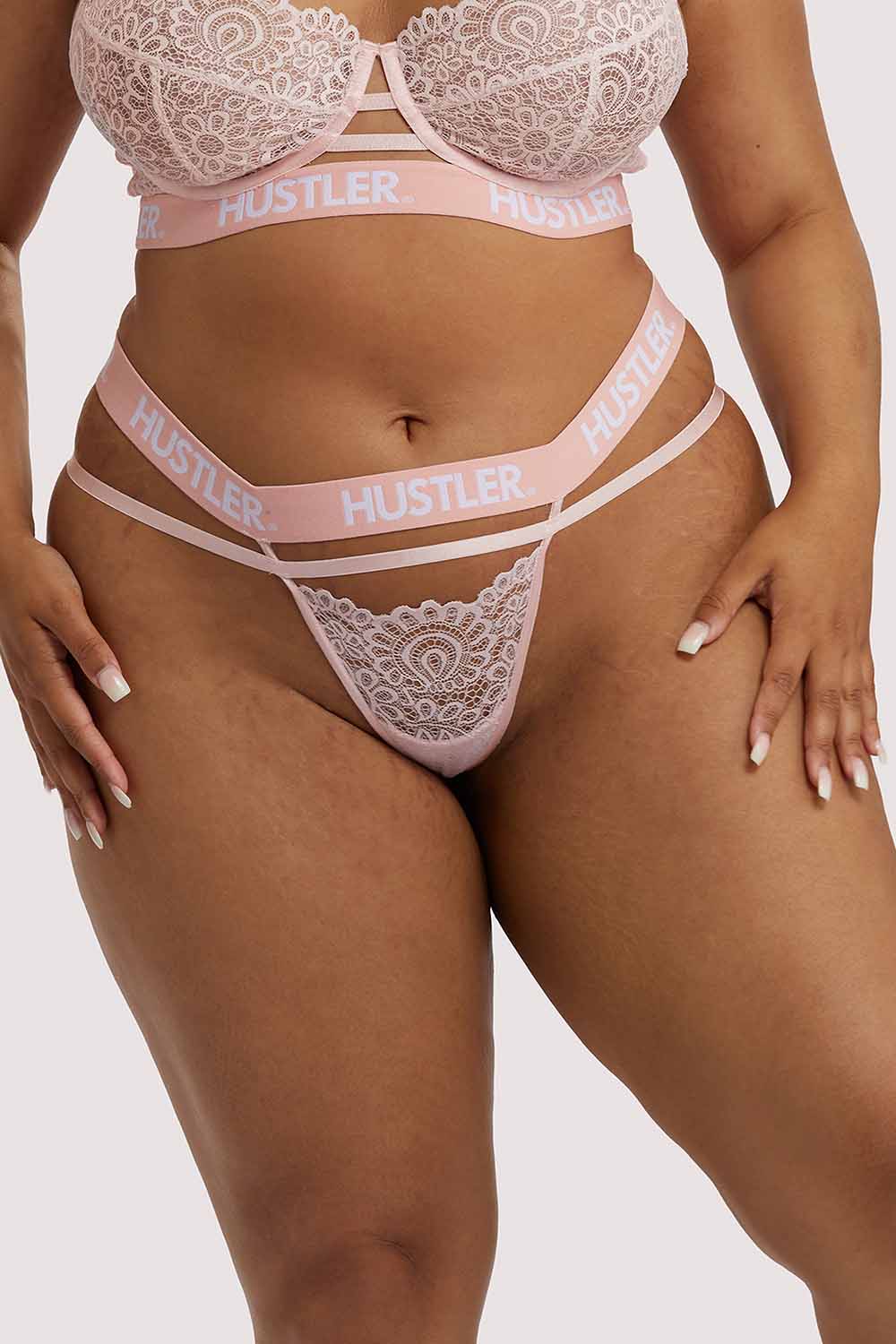 Branded Lace Baby Pink Thong - Image 2
