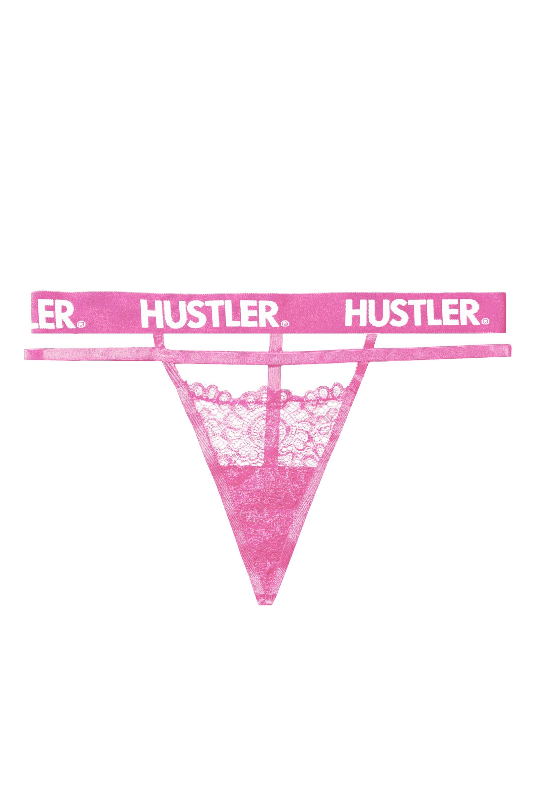 Hustler Branded Lace Pink Thong - Image 2
