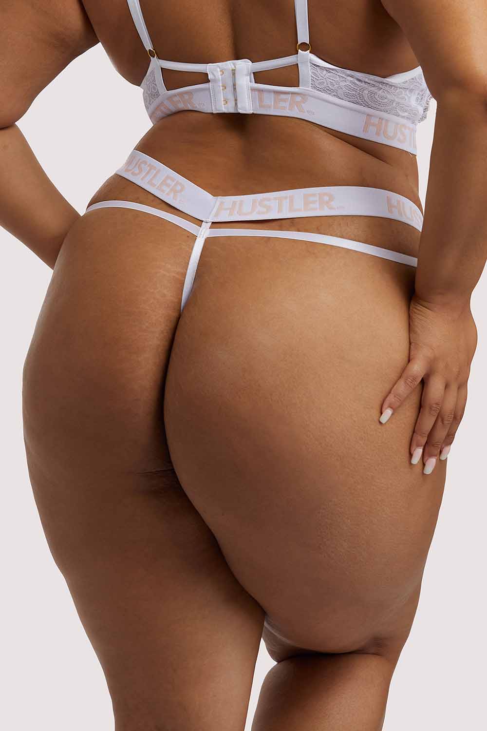 Branded Lace White Thong - Image 10