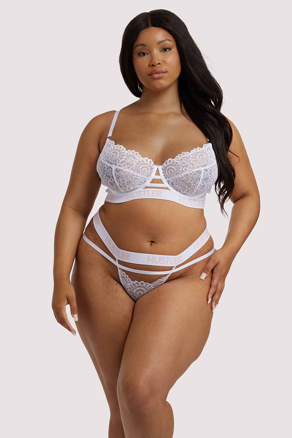 Branded Lace White Thong - Image 7