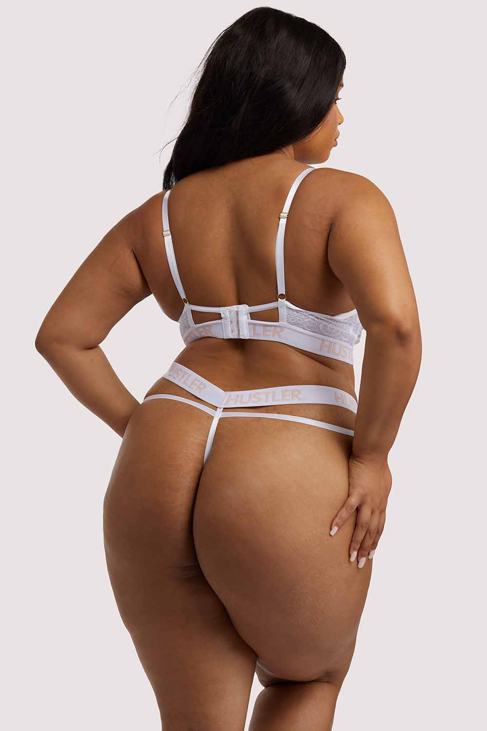 Branded Lace White Thong - Image 8