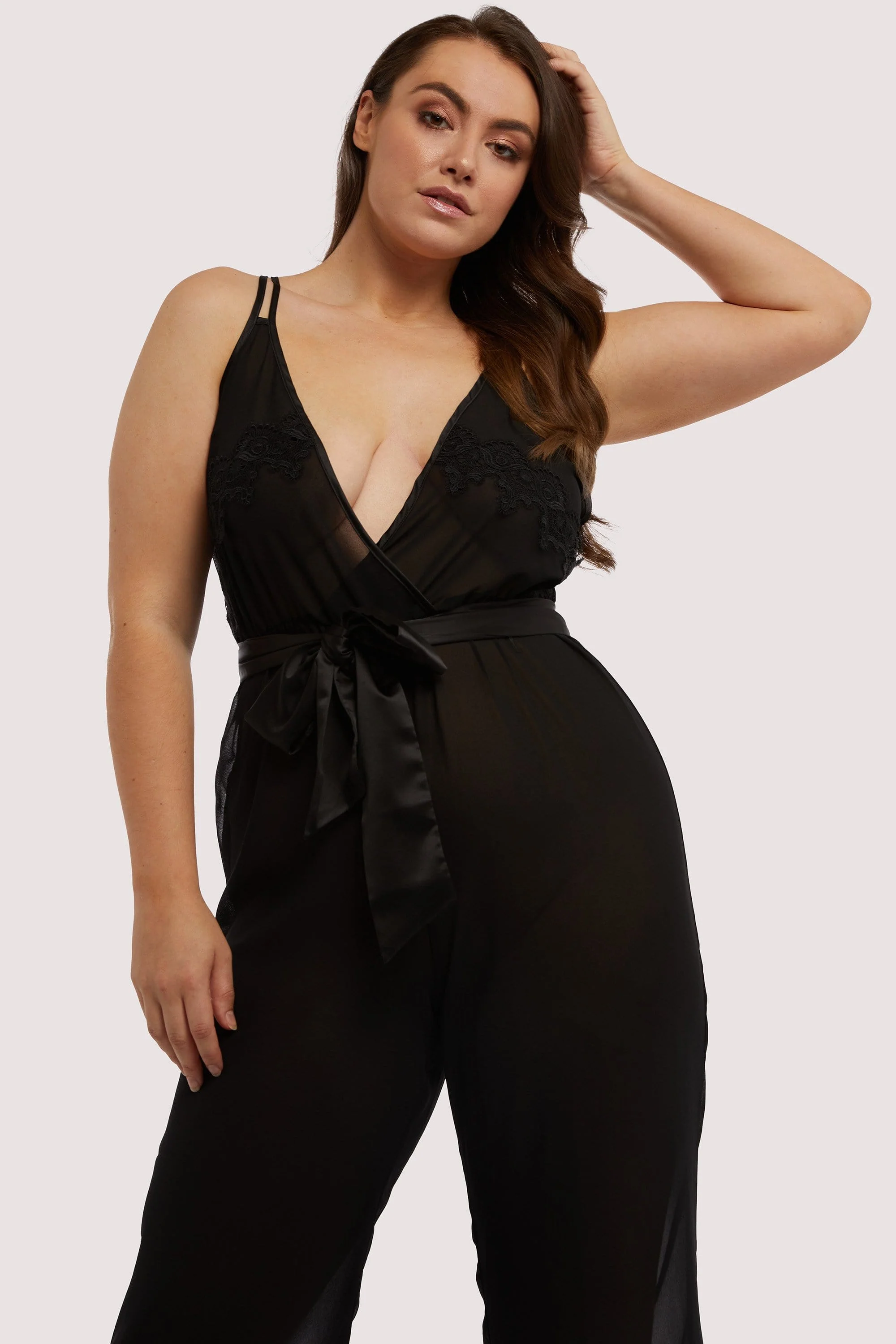 Belle Black Chiffon & lace Jumpsuit - Image 5