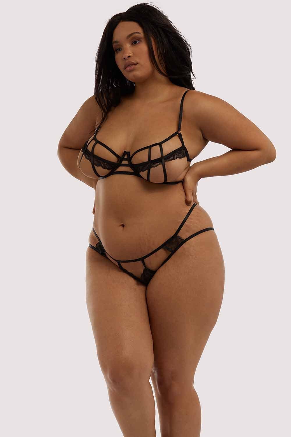 Tilly Black Caged Embroidery Bra - Image 7
