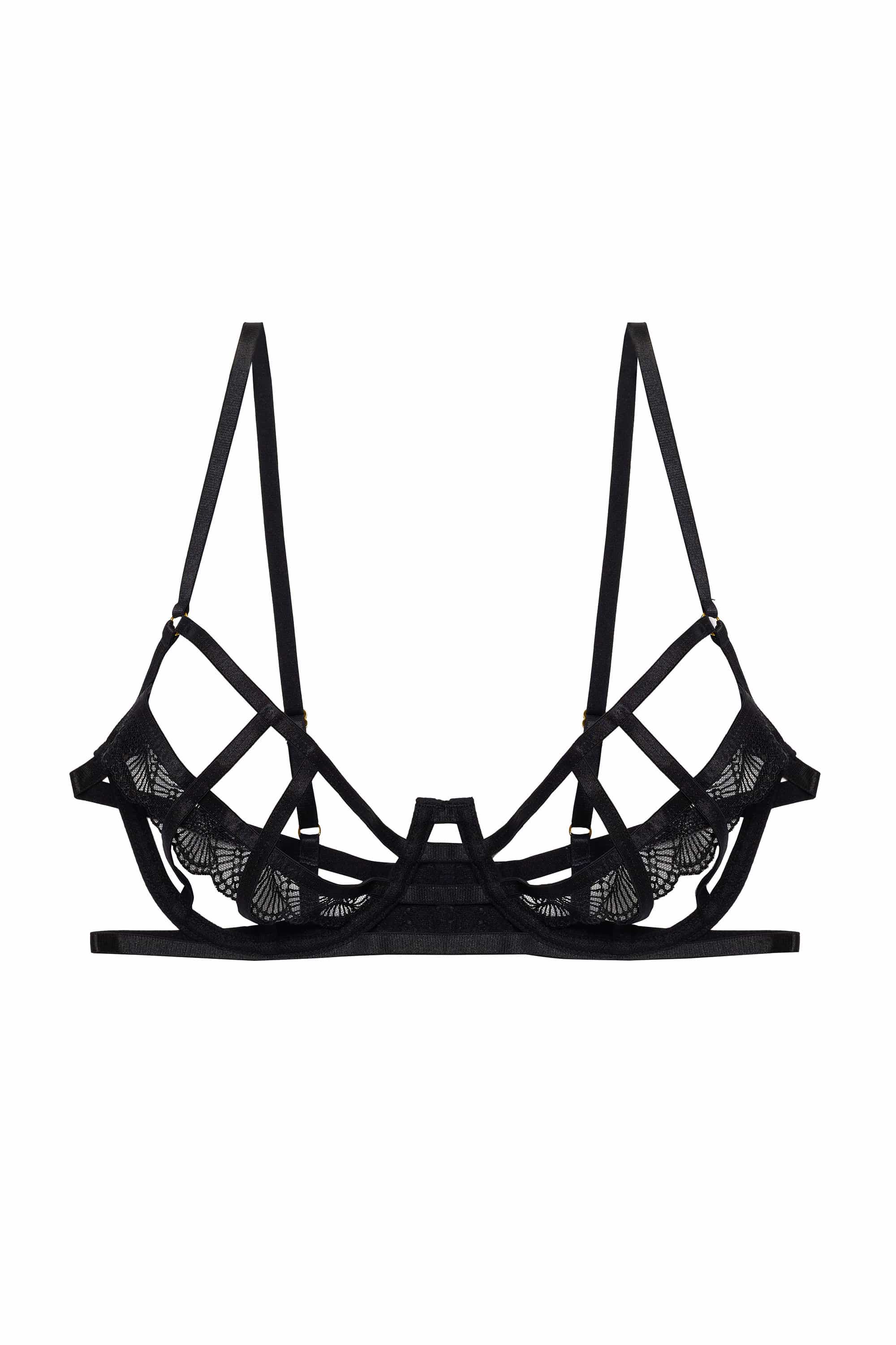 Tilly Black Caged Embroidery Bra - Image 8