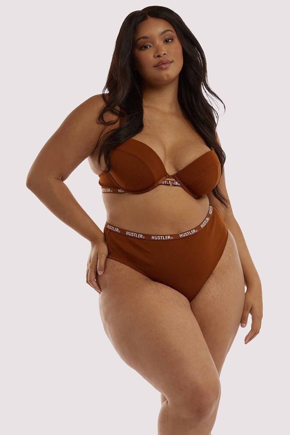 Branded Ribbed Chocolate Bra - Image 6