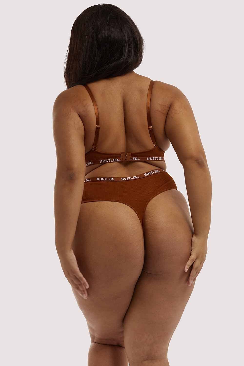 Branded Ribbed Chocolate Bra - Image 7
