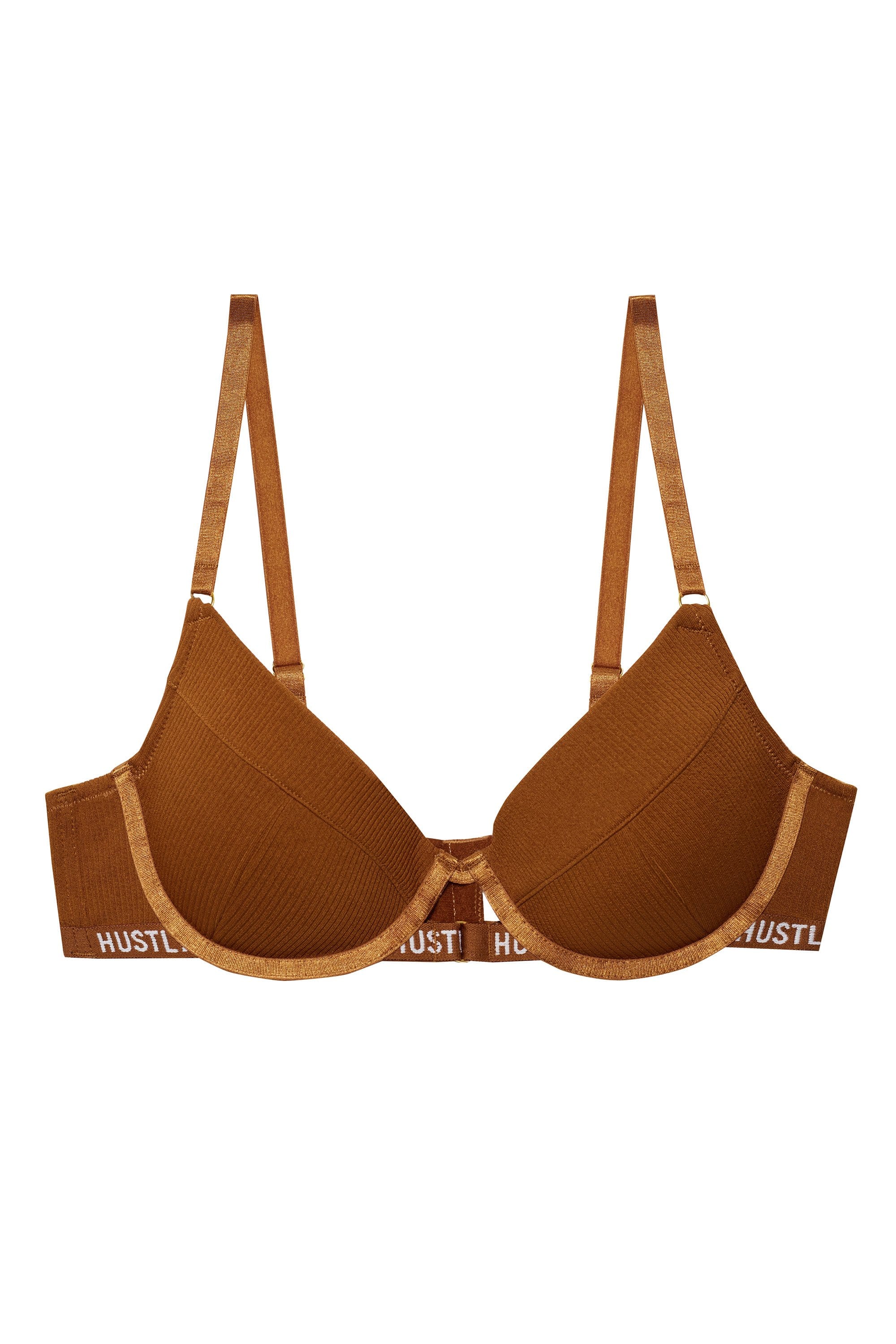 Branded Ribbed Chocolate Bra - Image 9