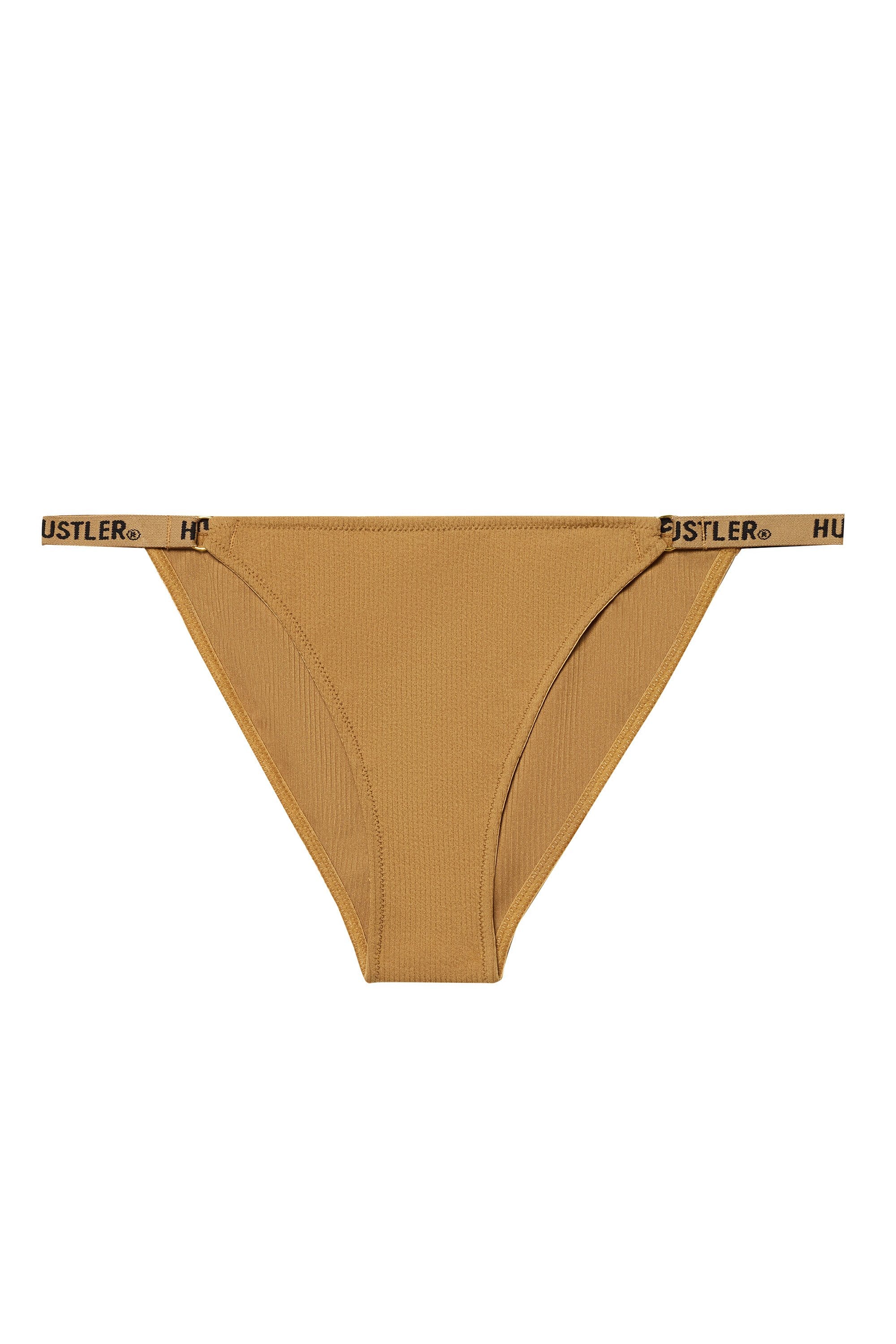 Branded Ribbed Tanga Caramel Brief - Image 2