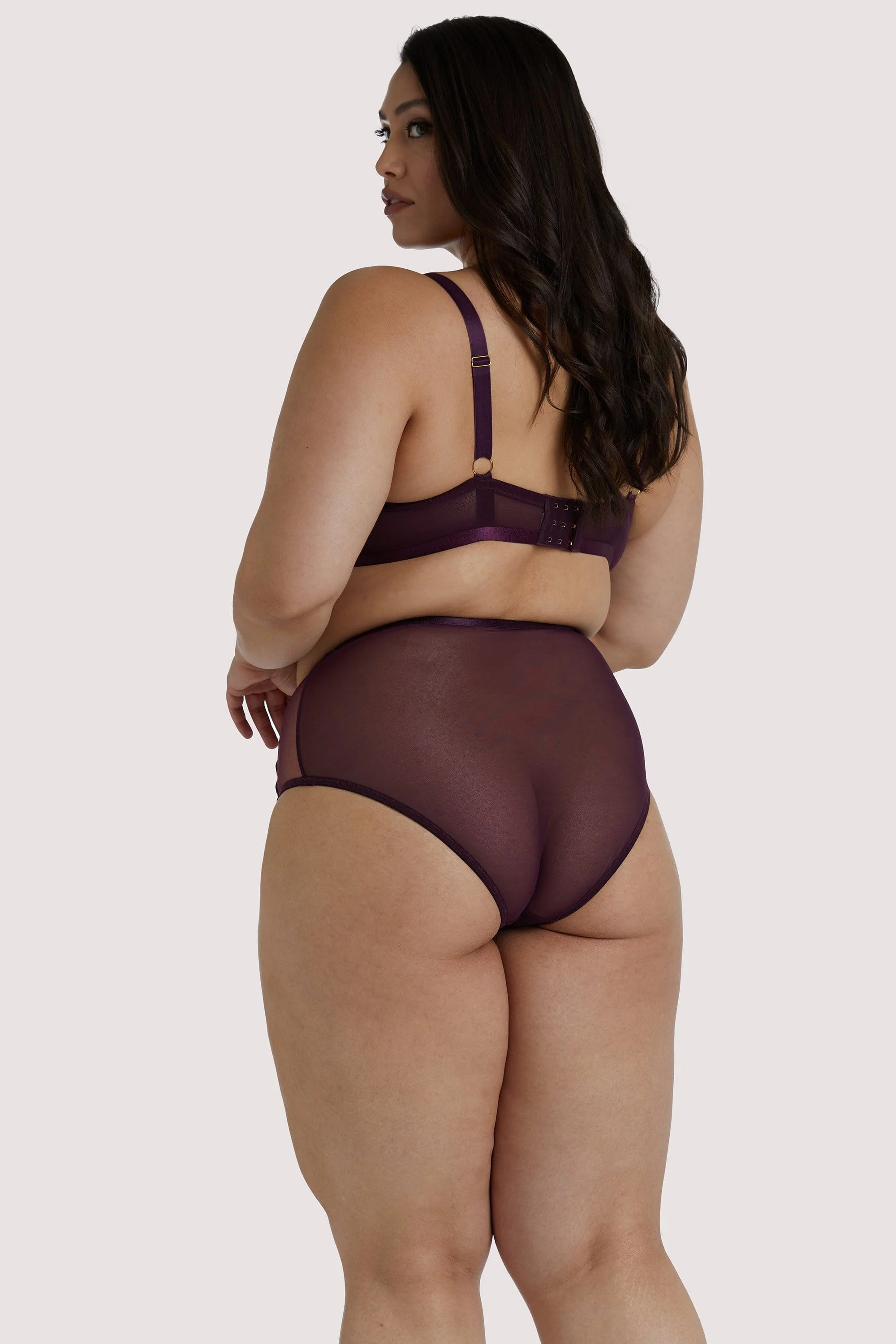 Kelly Wine PVC Panelled Curve Bra - Image 3
