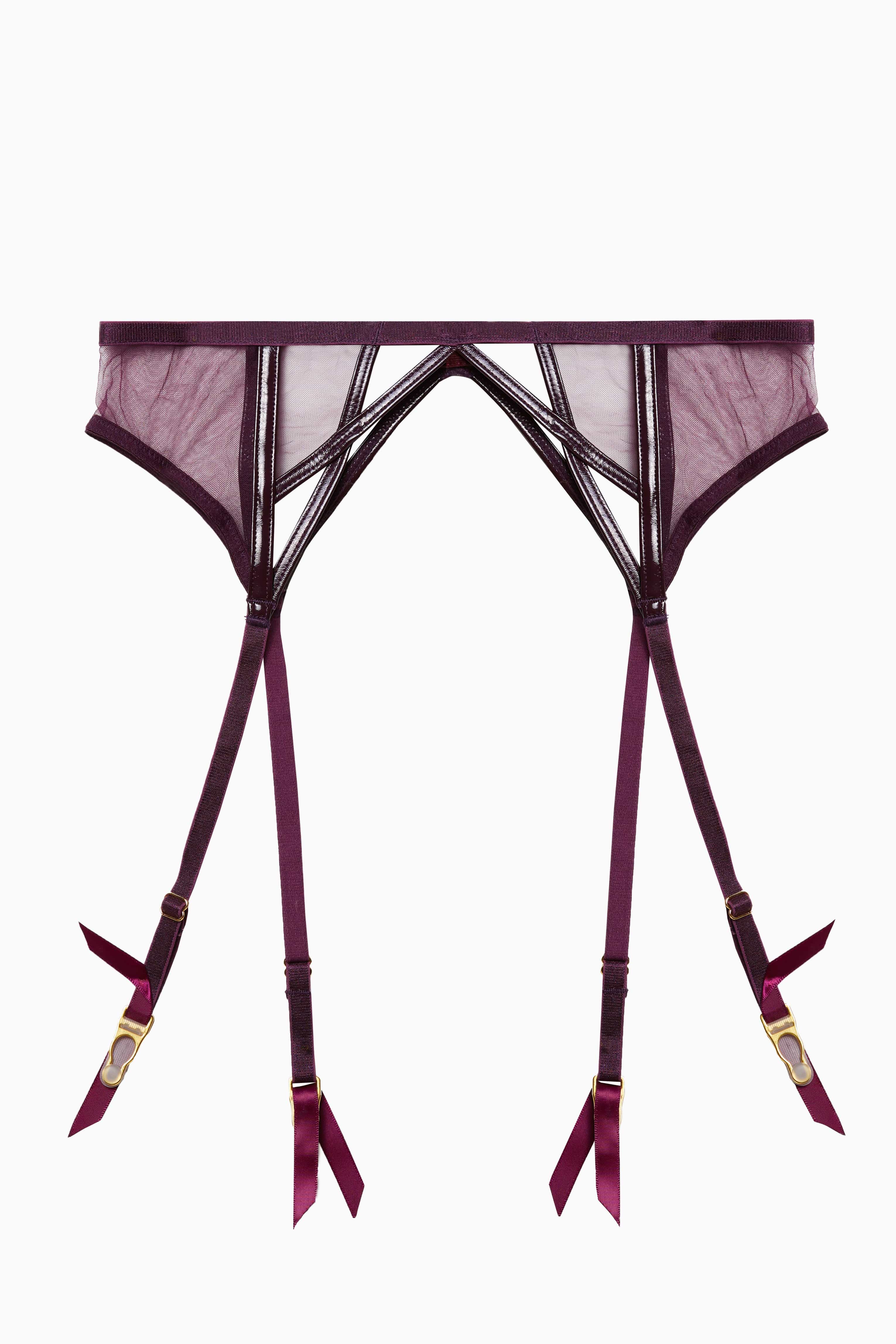Kelly Wine PVC Cut Out Curve Suspender - Image 4