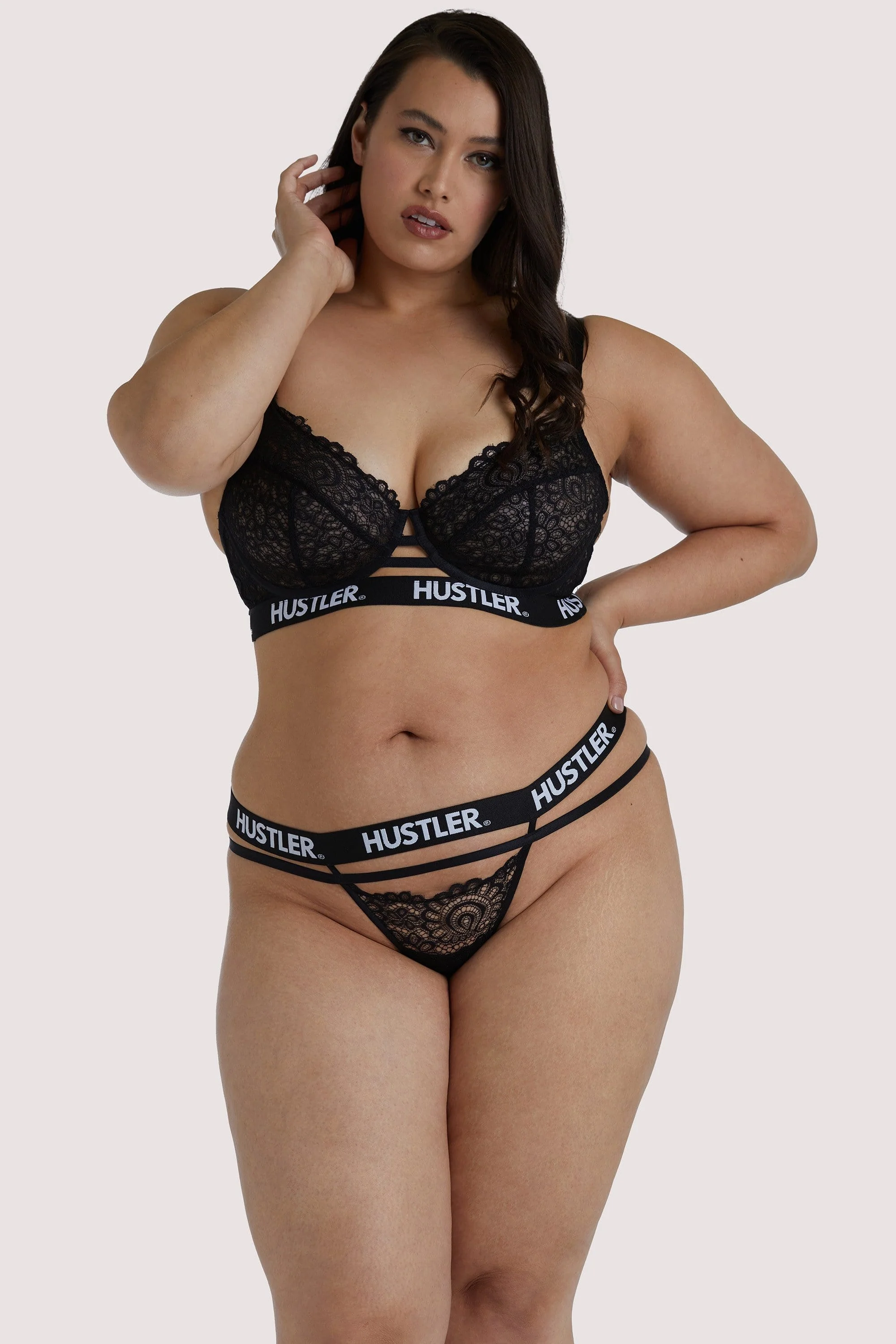 Branded Black Lace Curve Thong - Image 4