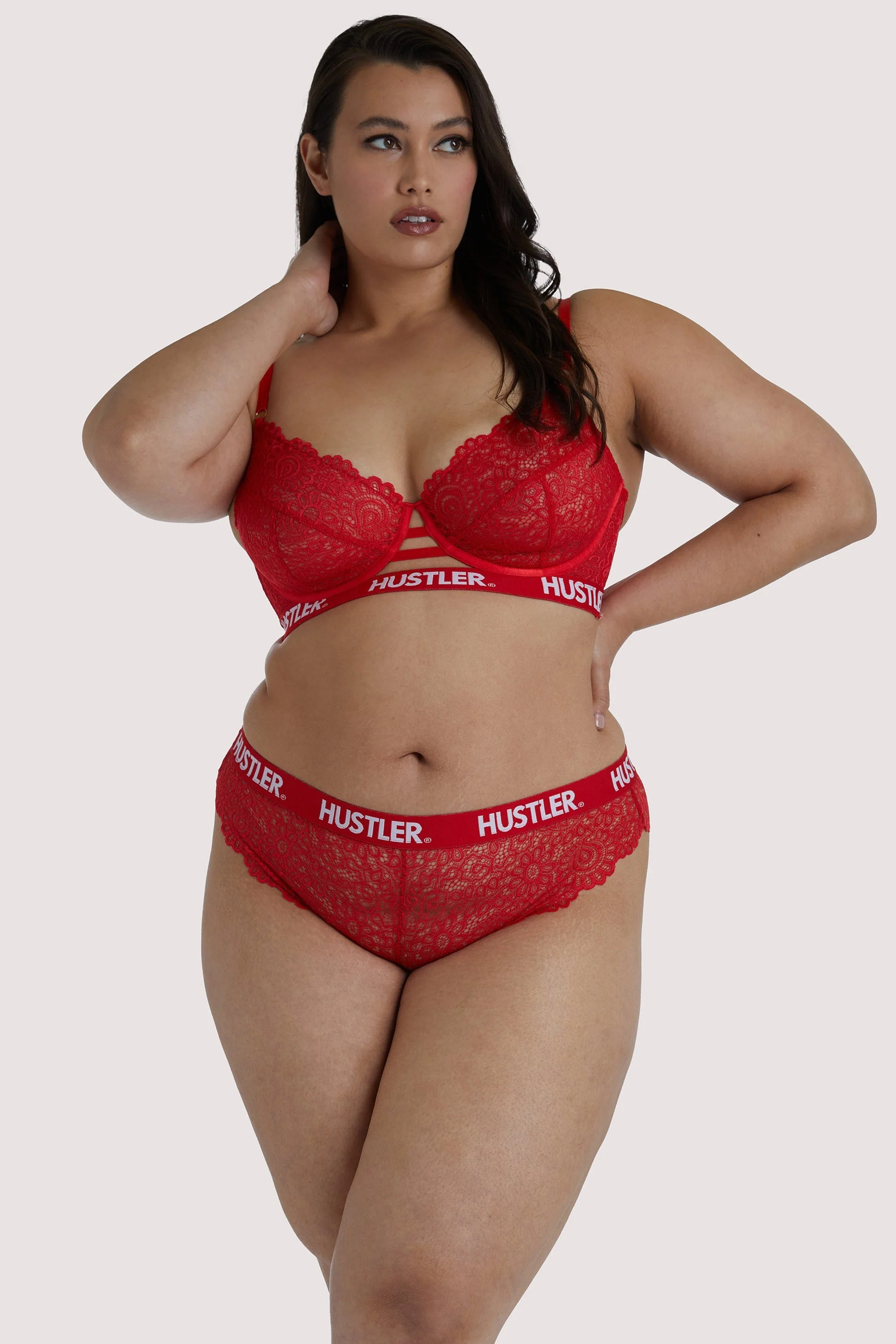 Hustler Branded Red Lace Curve Brief - Image 3