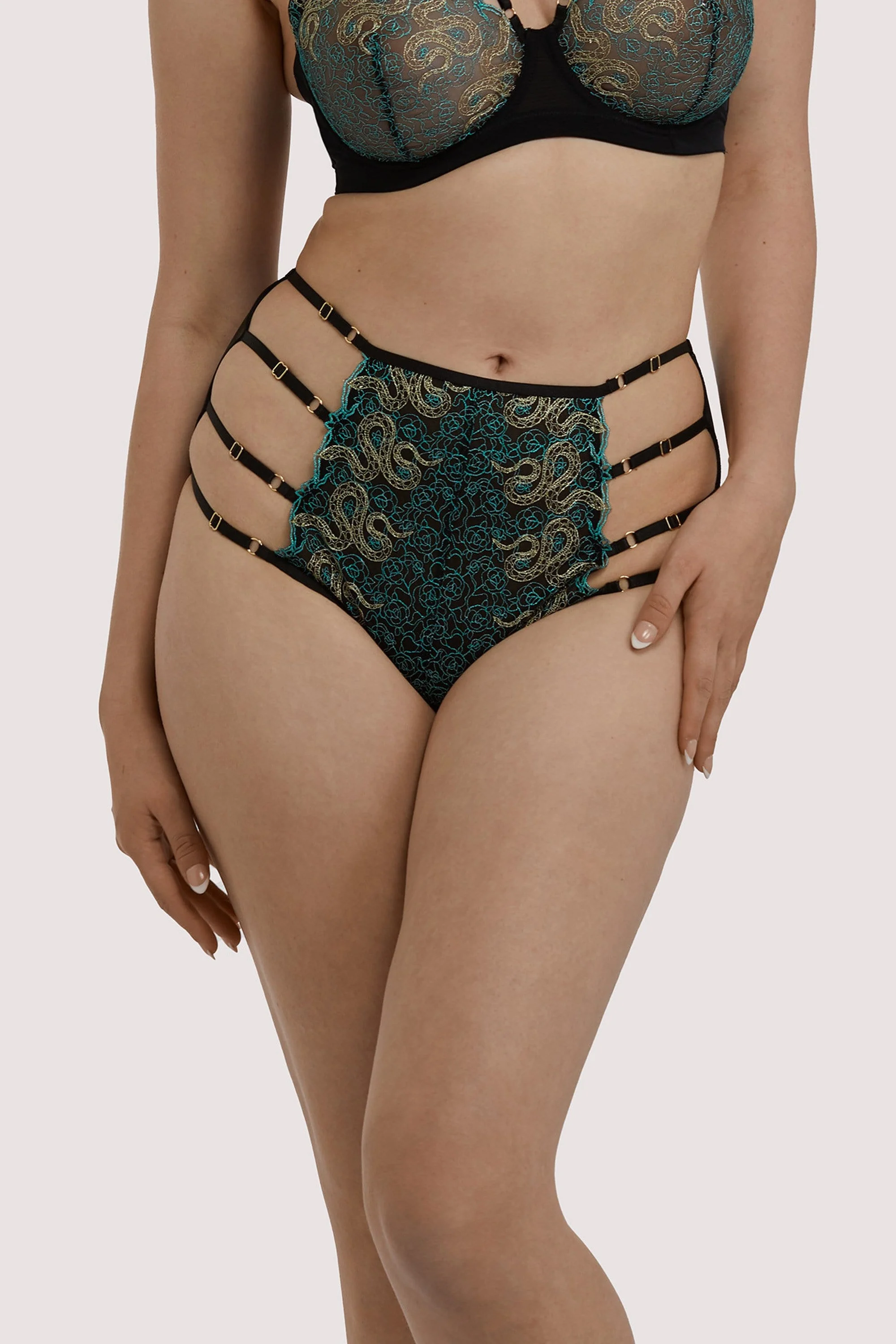 Dakota Green & Gold Snake High Waist Brief - Image 4