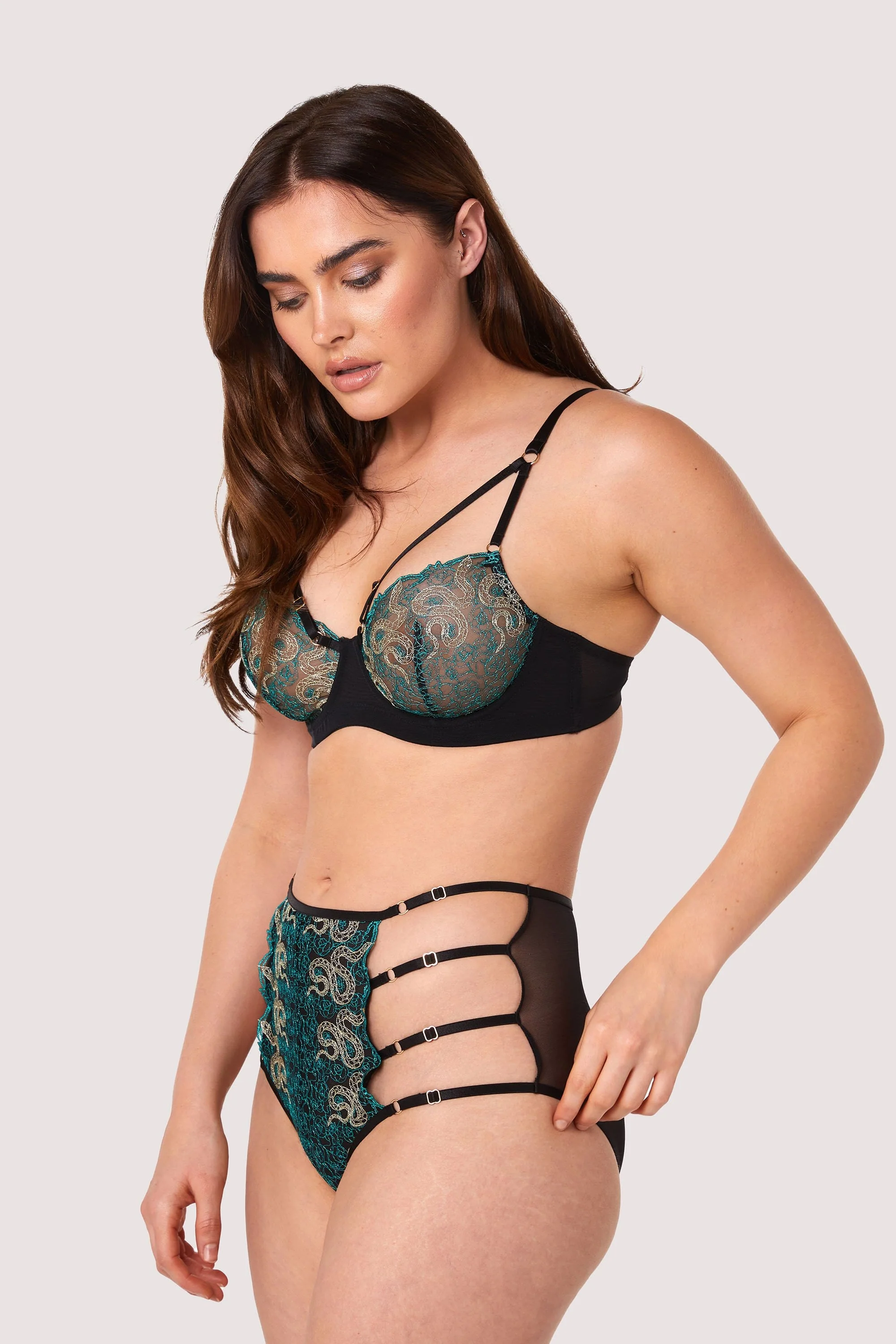Dakota Green & Gold Snake High Waist Brief - Image 5